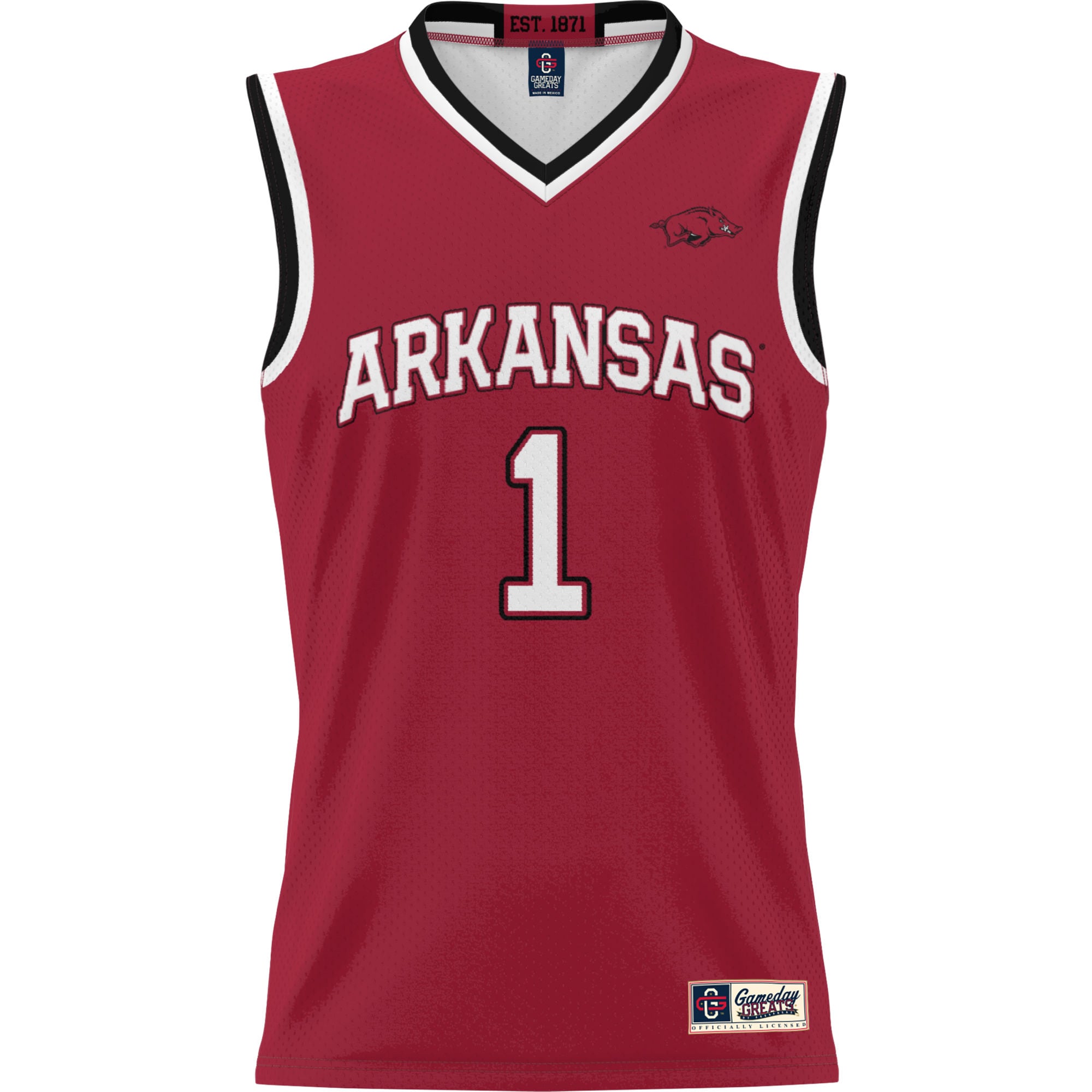 #1 Arkansas Razorbacks Youth Lightweight Basketball Jersey Cardinal - front view