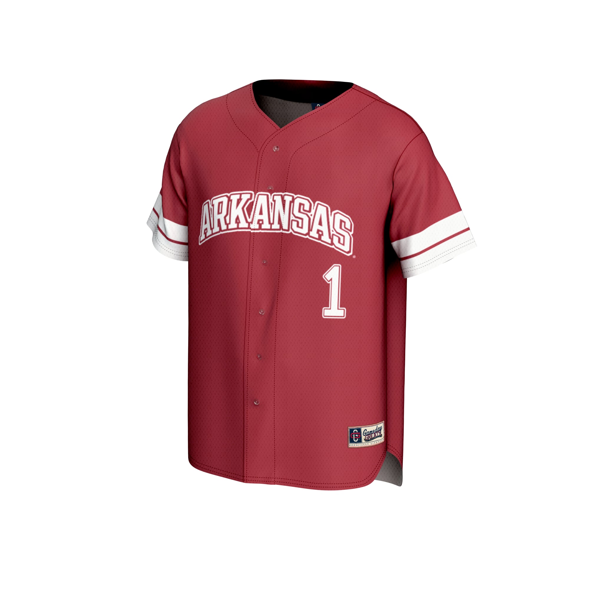 #1 Arkansas Razorbacks Youth Lightweight Collegiate Baseball Fashion Jersey Cardinal - front view