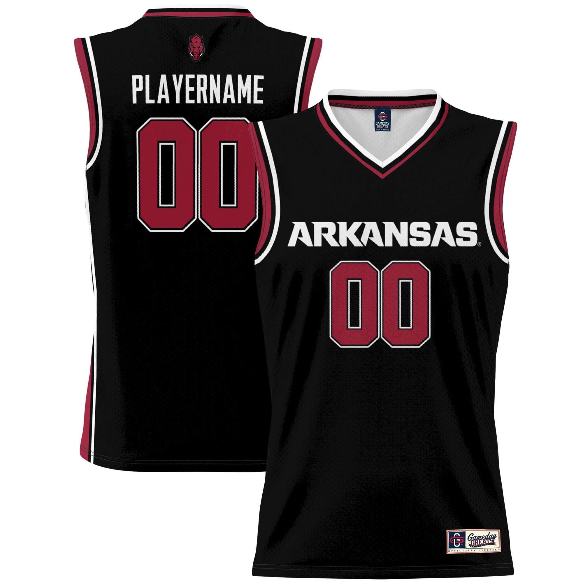 Arkansas Razorbacks Youth Lightweight Women's Basketball Jersey Black - front and back view