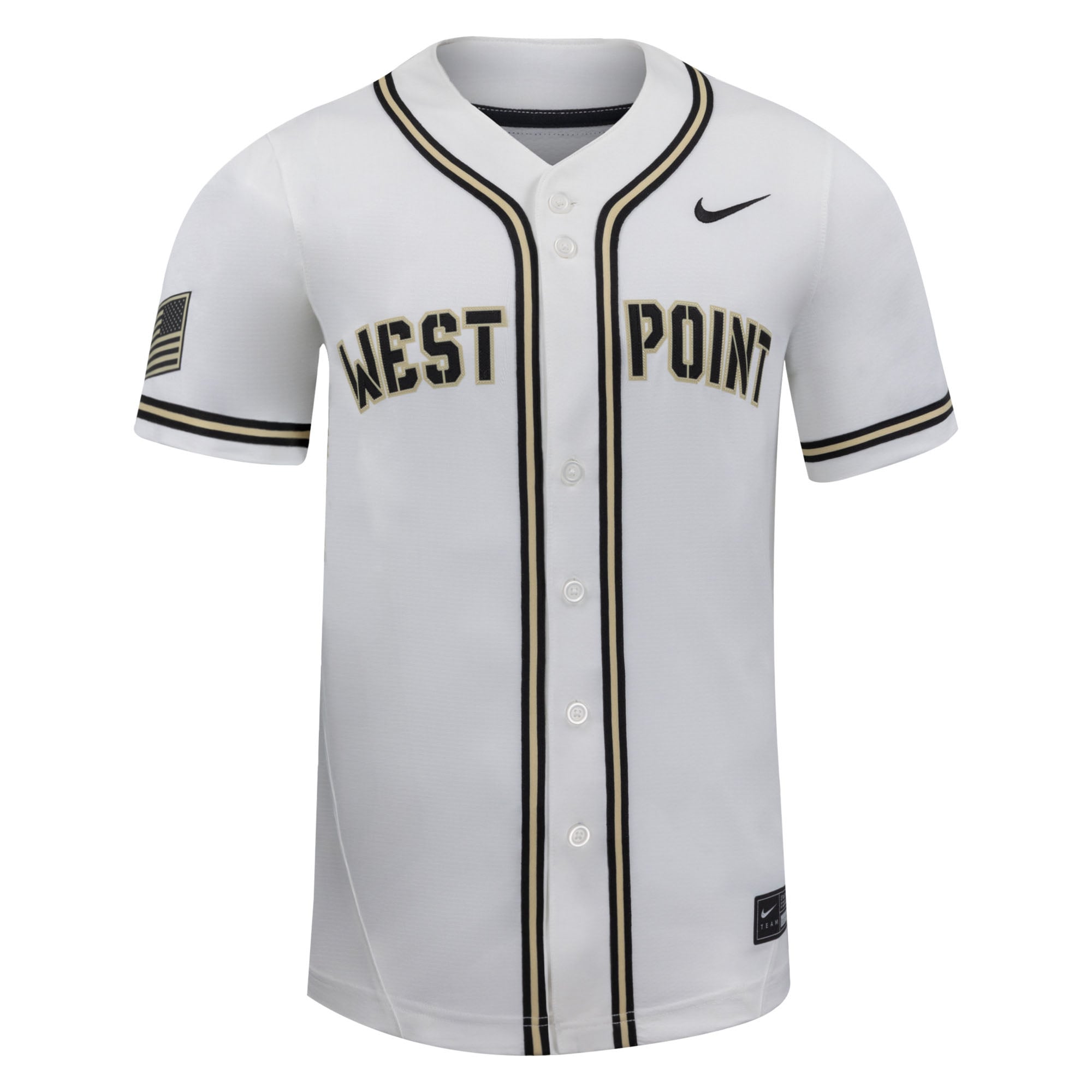 Army Black Knights Baseball Jersey White - front view