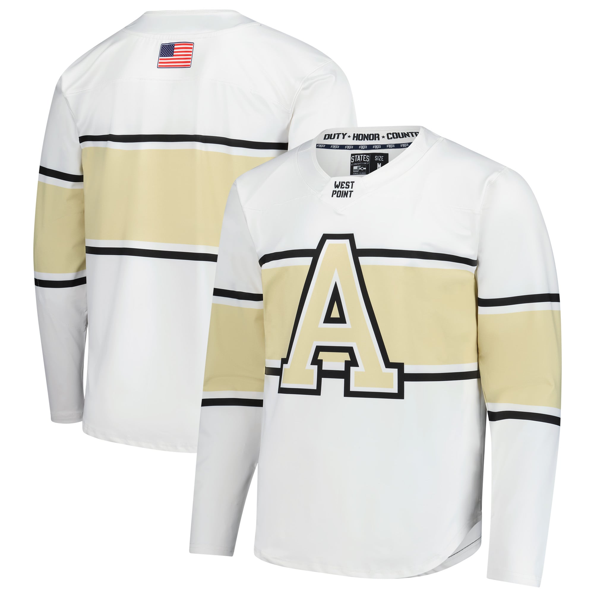 Army Black Knights Hockey Jersey White - front and back view