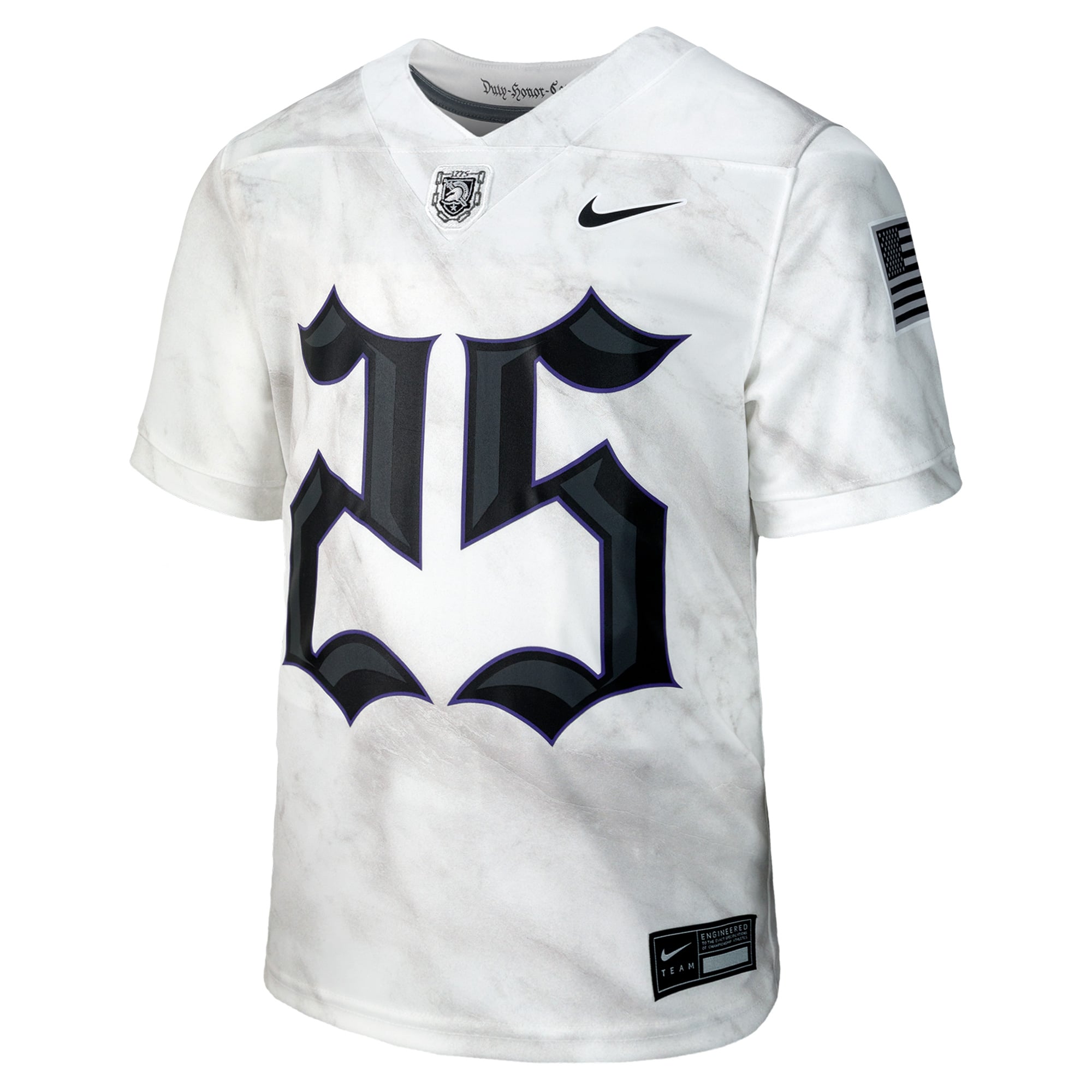 #25 Army Black Knights Youth Army 250 Collection Jersey White - front view