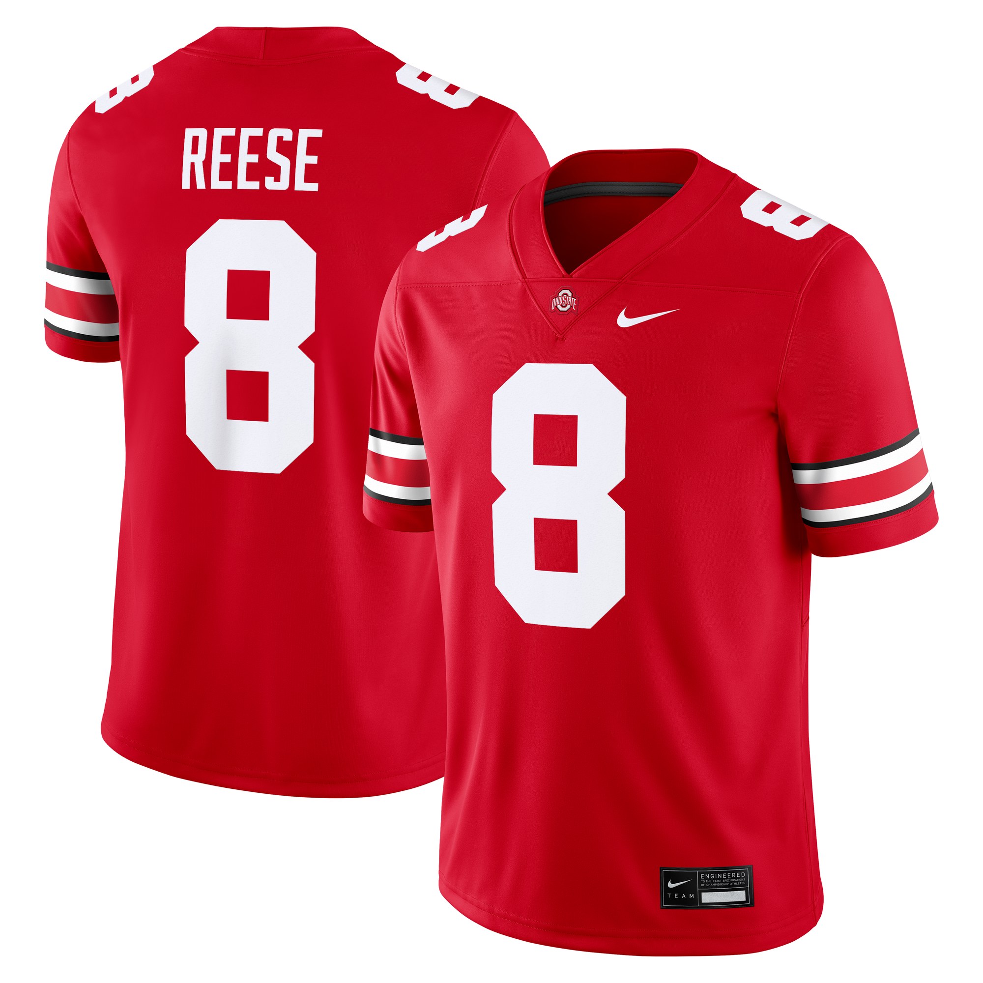 Arvell Reese Ohio State Buckeyes Jersey Scarlet - front and back view