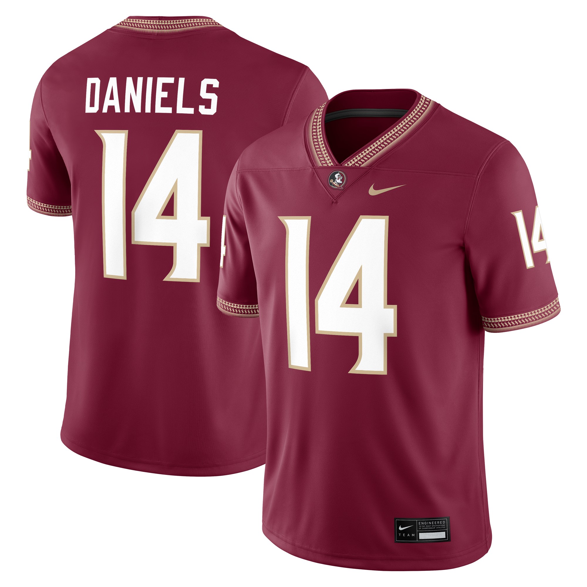 Ashton Daniels Florida State Seminoles Football Jersey Garnet - front and back view
