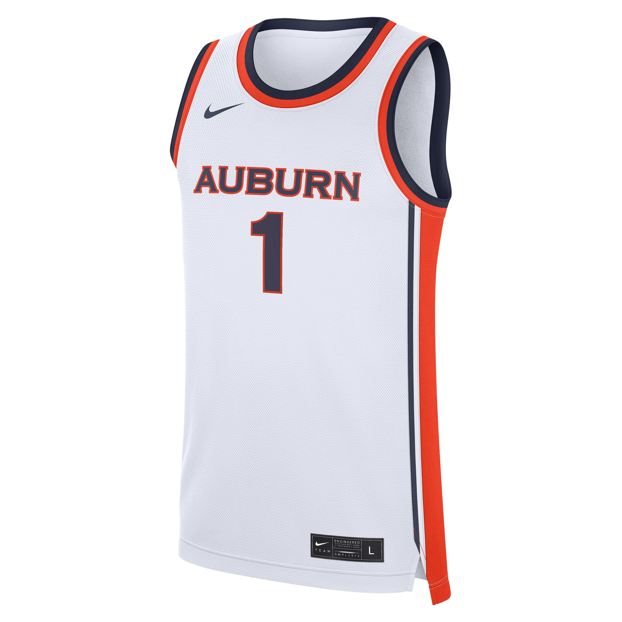 Auburn Tigers #1 Home War Eagle Basketball Jersey White - front view