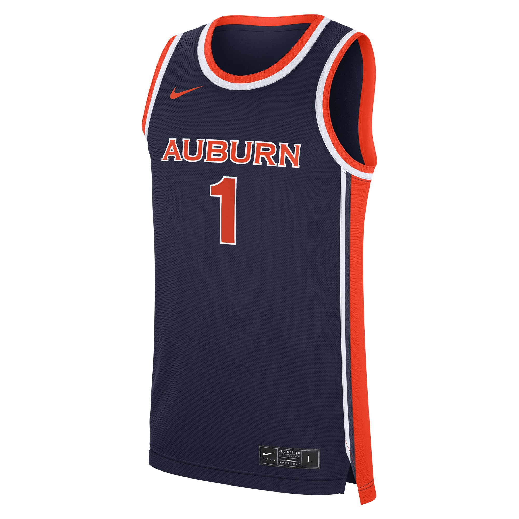 Auburn Tigers #1 Road War Eagle Basketball Jersey Navy - front view