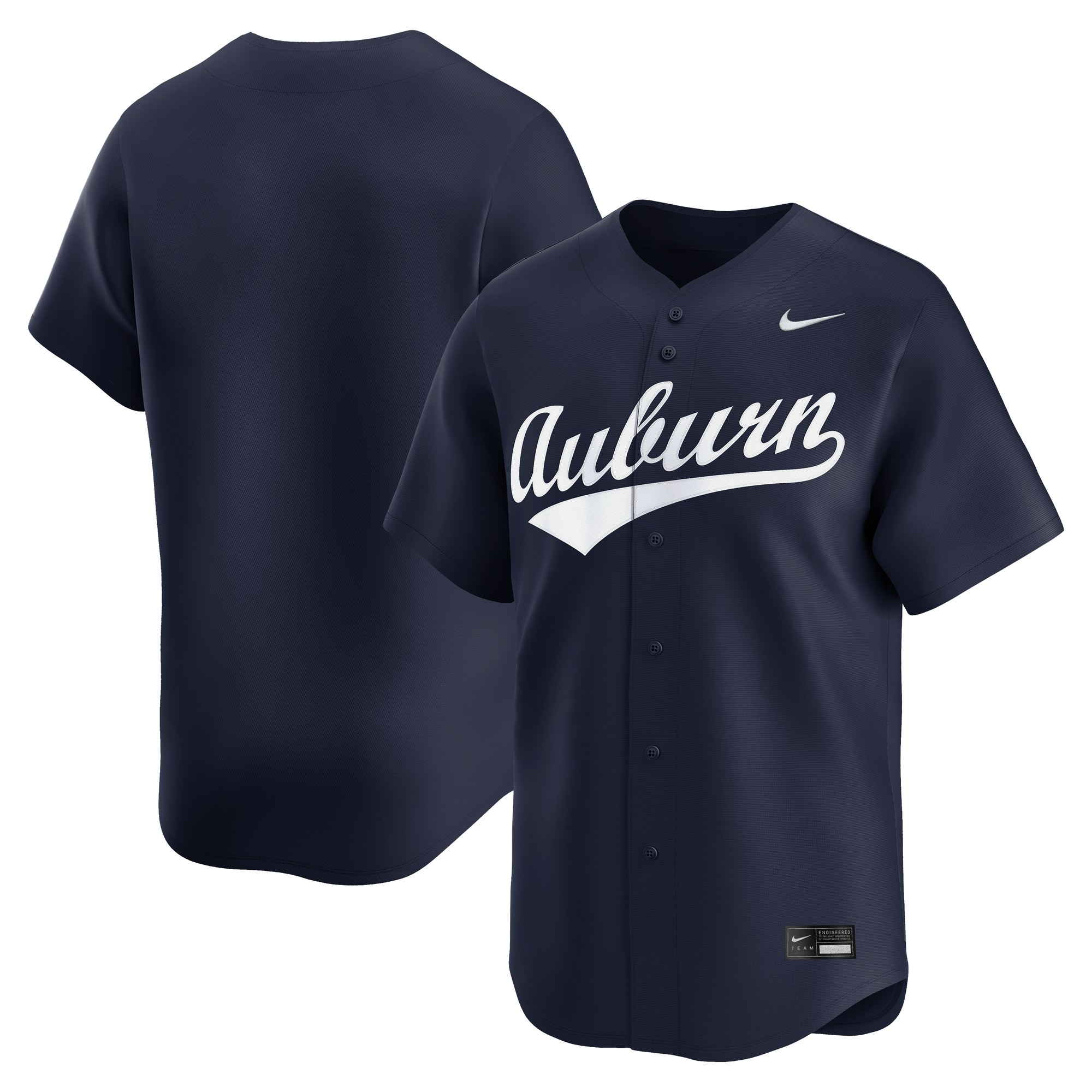 Auburn Tigers Alternate Baseball Jersey Navy - front and back view