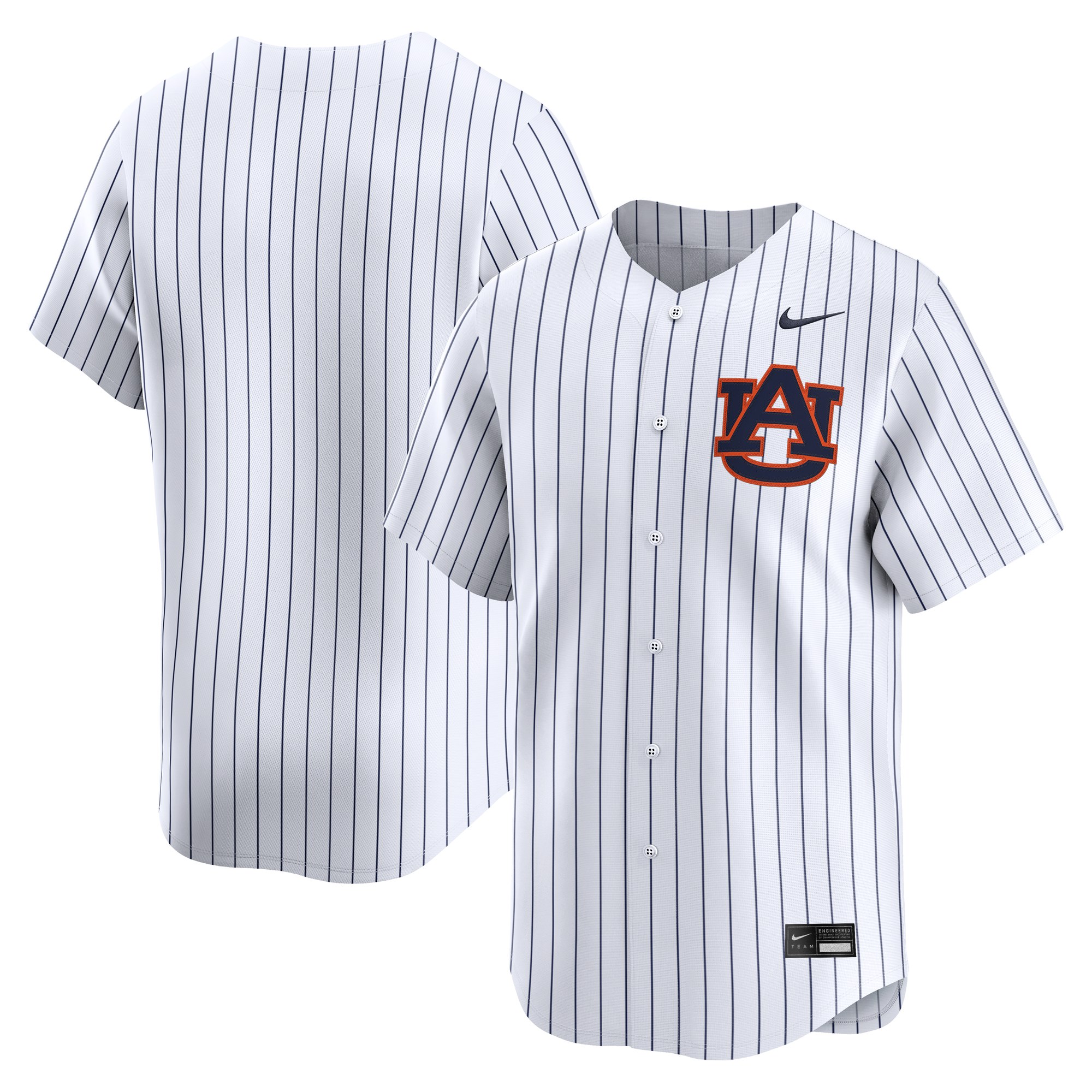 Auburn Tigers Alternate Baseball Jersey White - front and back view
