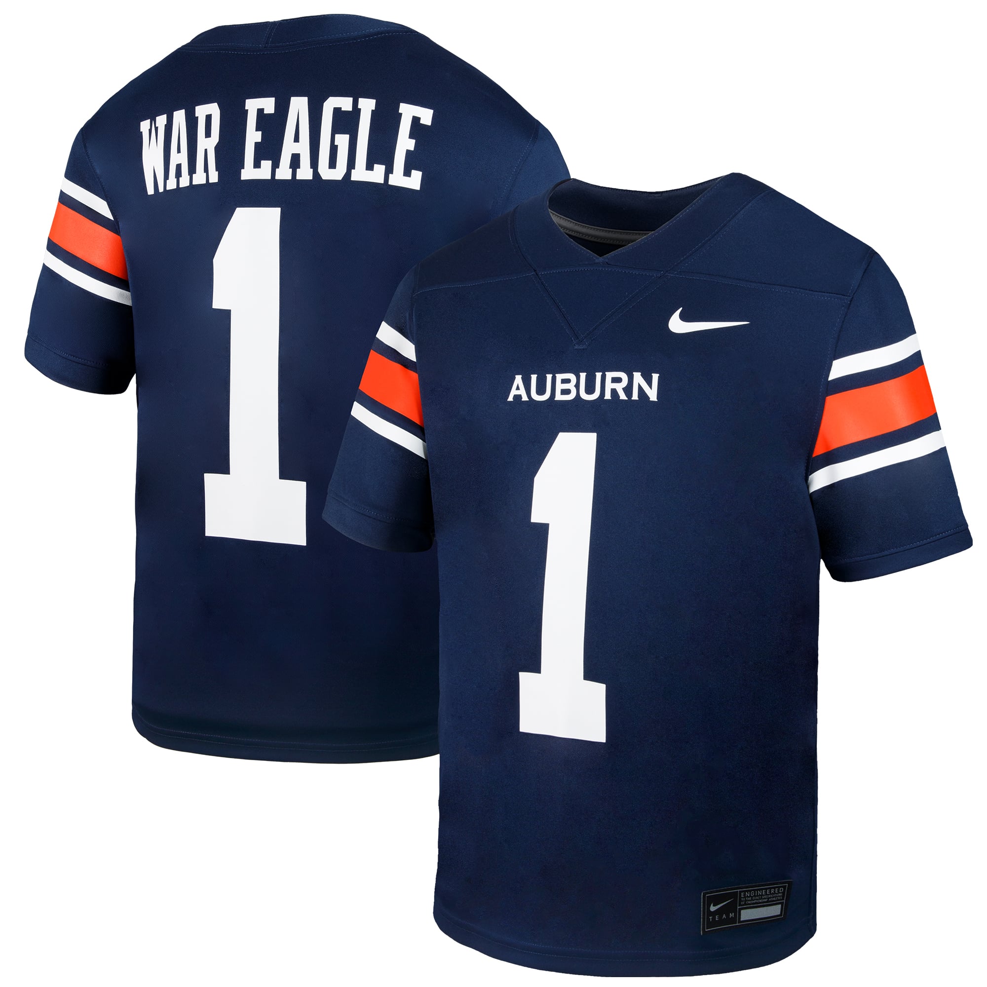 Auburn Tigers Toddler Football Jersey Navy - front and back view
