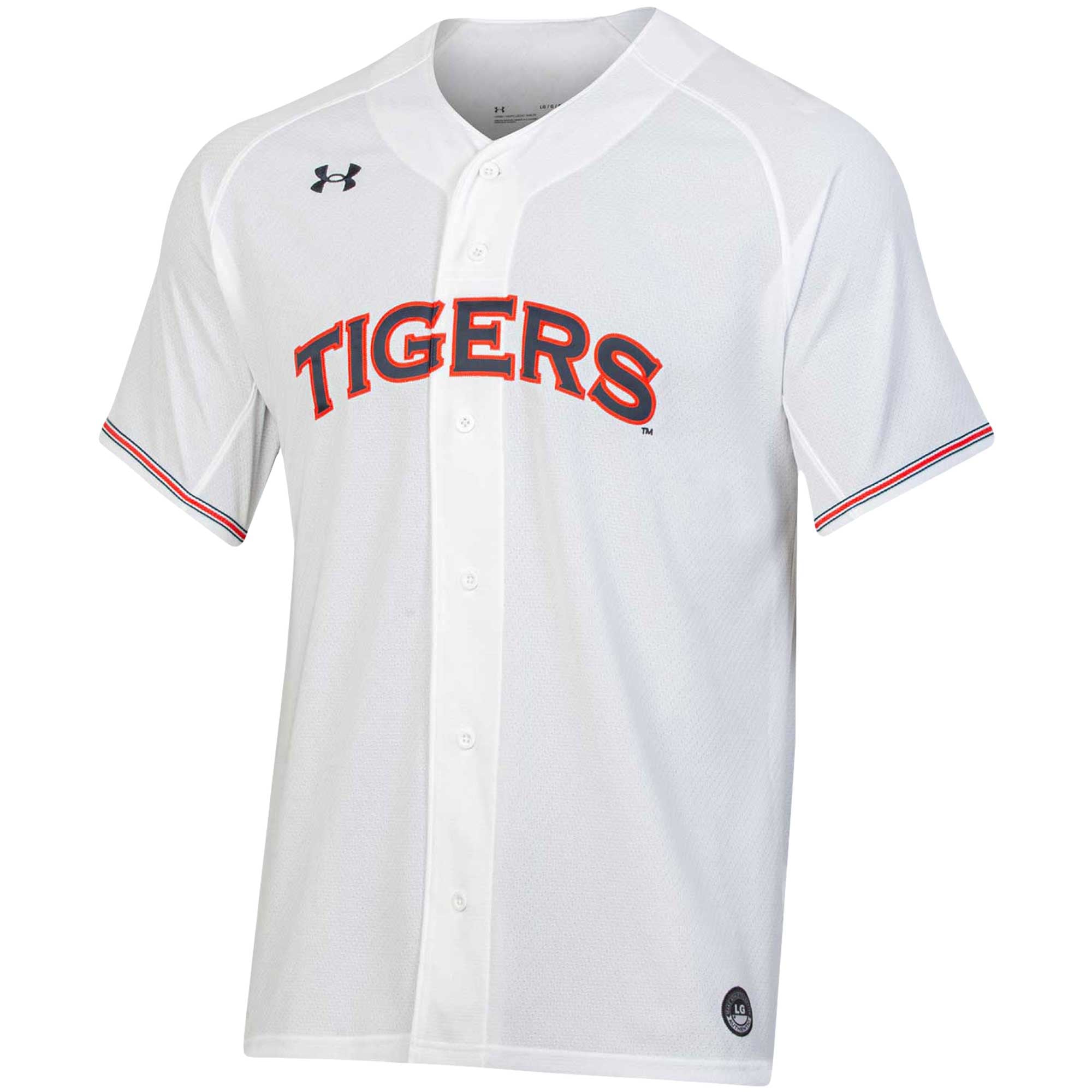 Auburn Tigers Softball Button-Up V-Neck Jersey White - front view