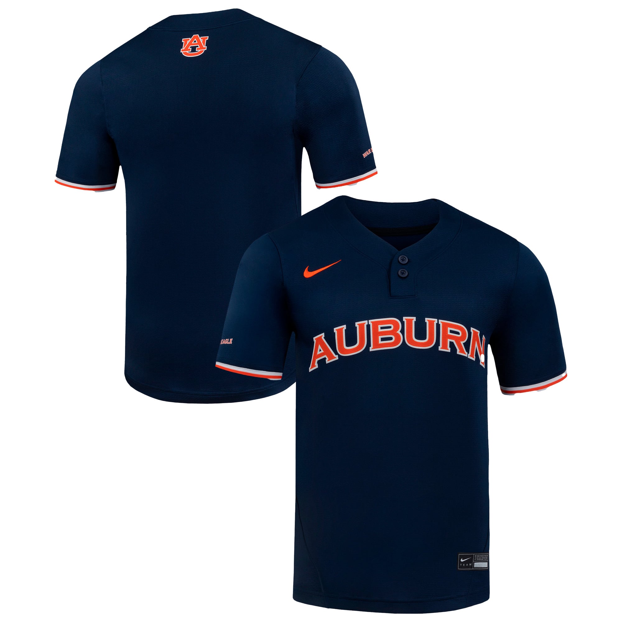 Auburn Tigers Unisex Softball Jersey Navy - front and back view