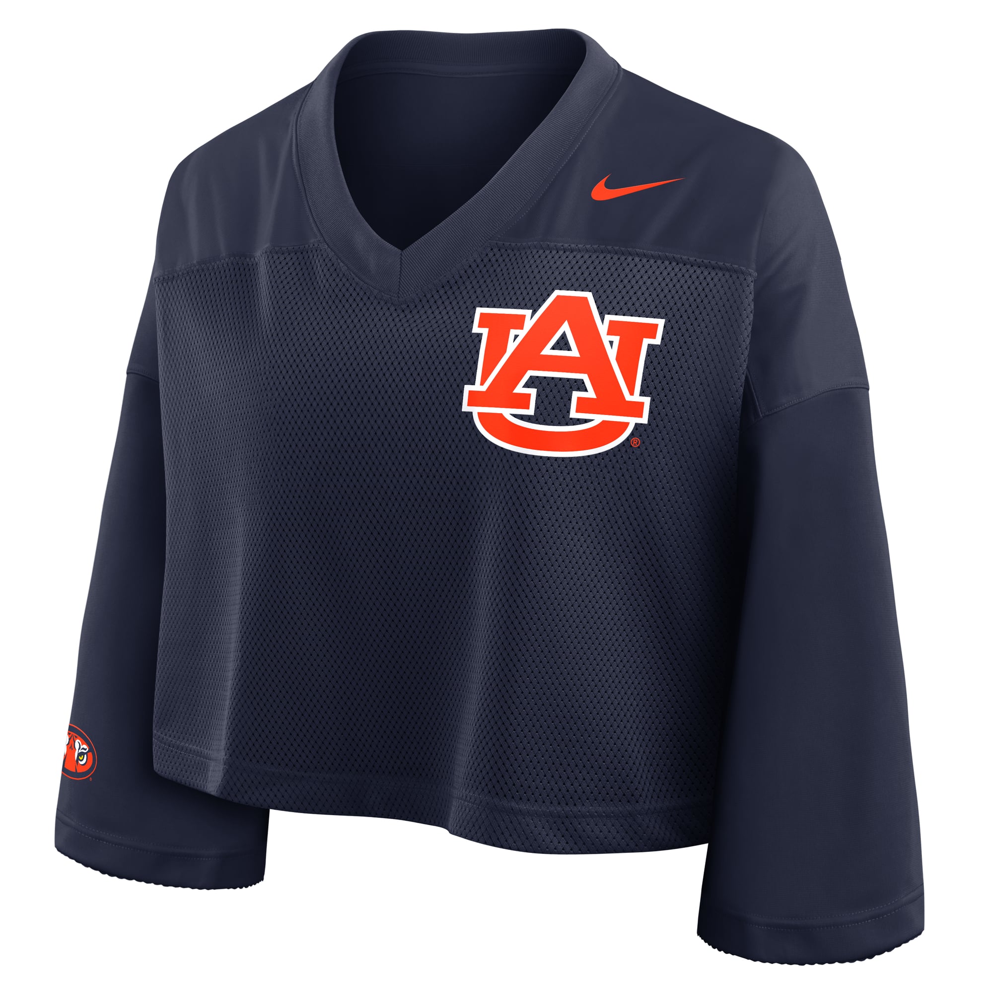 Auburn Tigers Women's Cropped Mesh Fashion Jersey Navy - front view