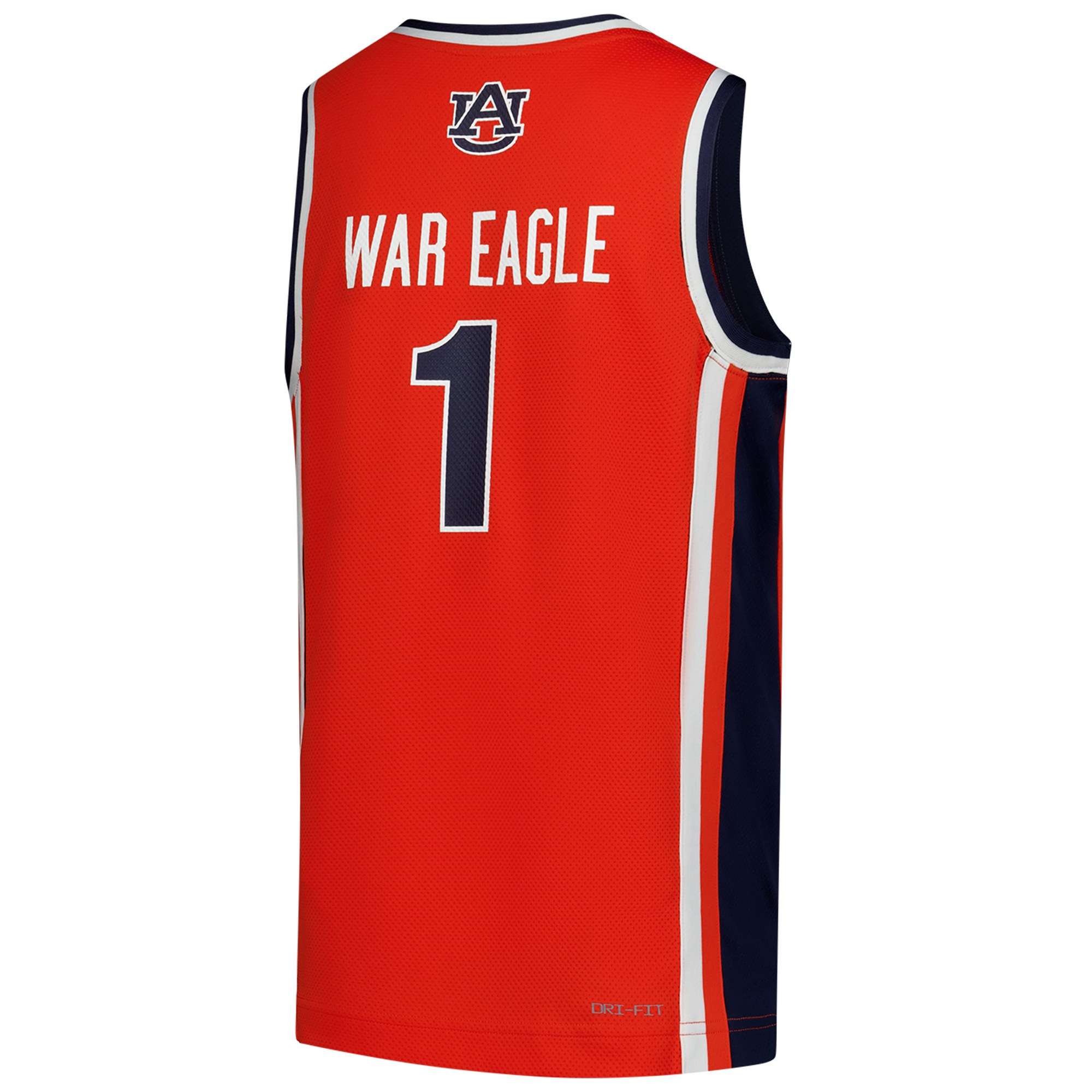 #1 Auburn Tigers Youth Basketball Jersey Orange - back view