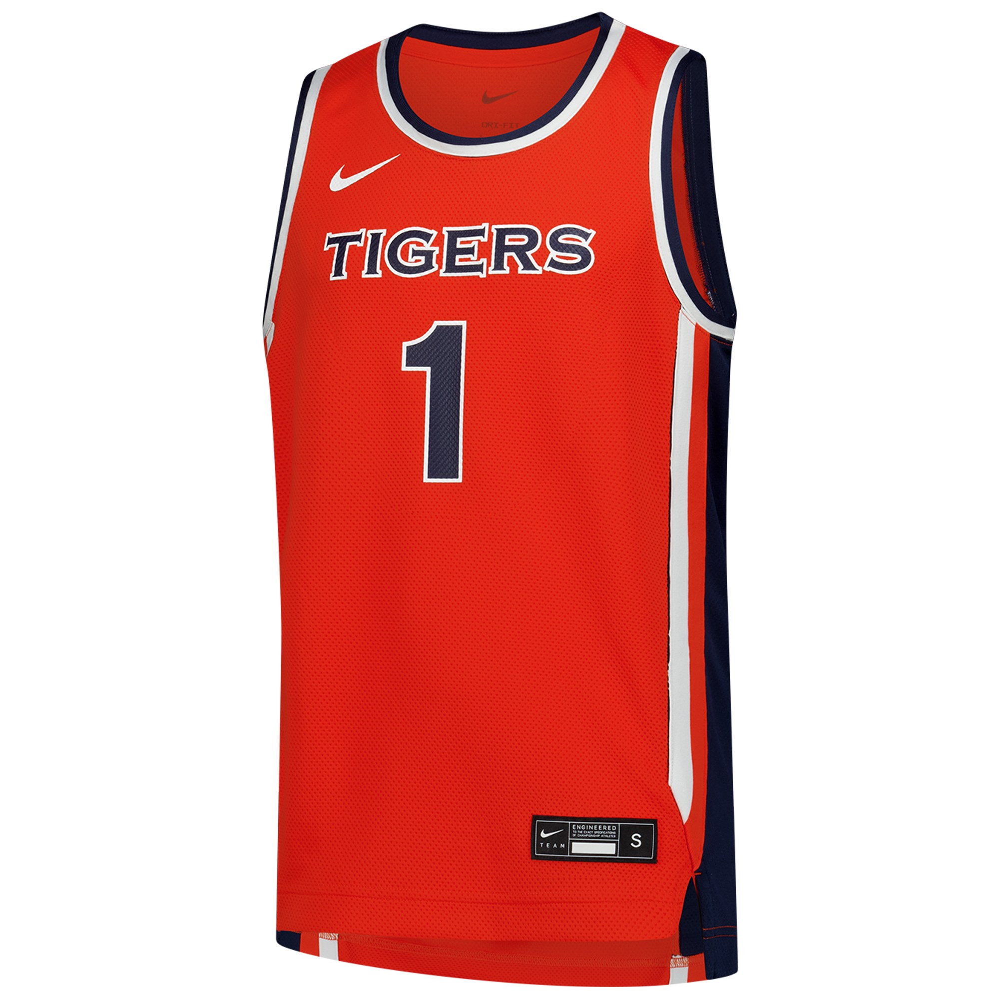 #1 Auburn Tigers Youth Basketball Jersey Orange - front view
