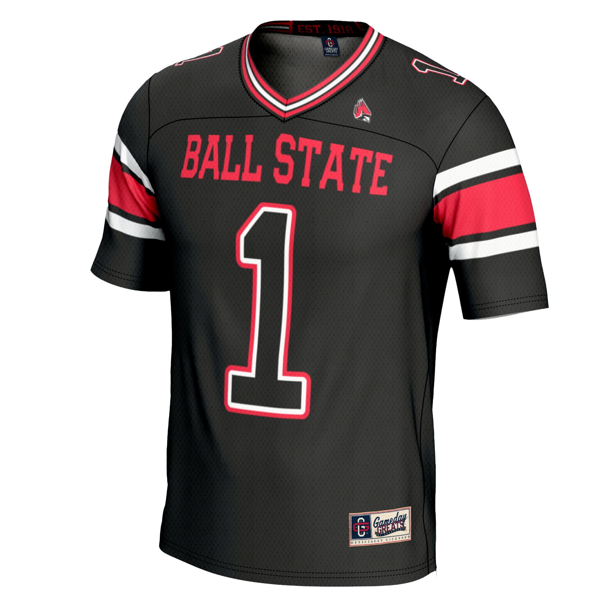 #1 Ball State Cardinals Football Jersey Black - front view