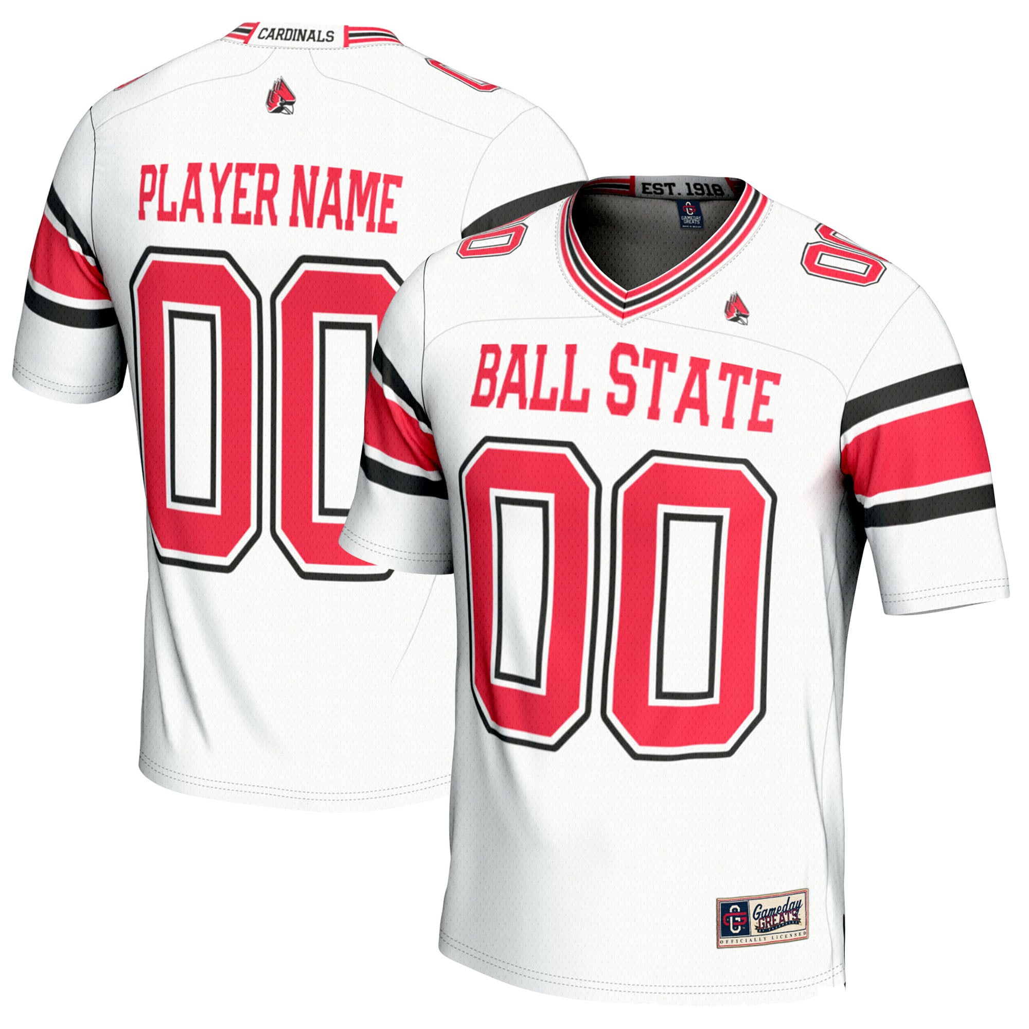 Ball State Cardinals Football Jersey White - front and back view