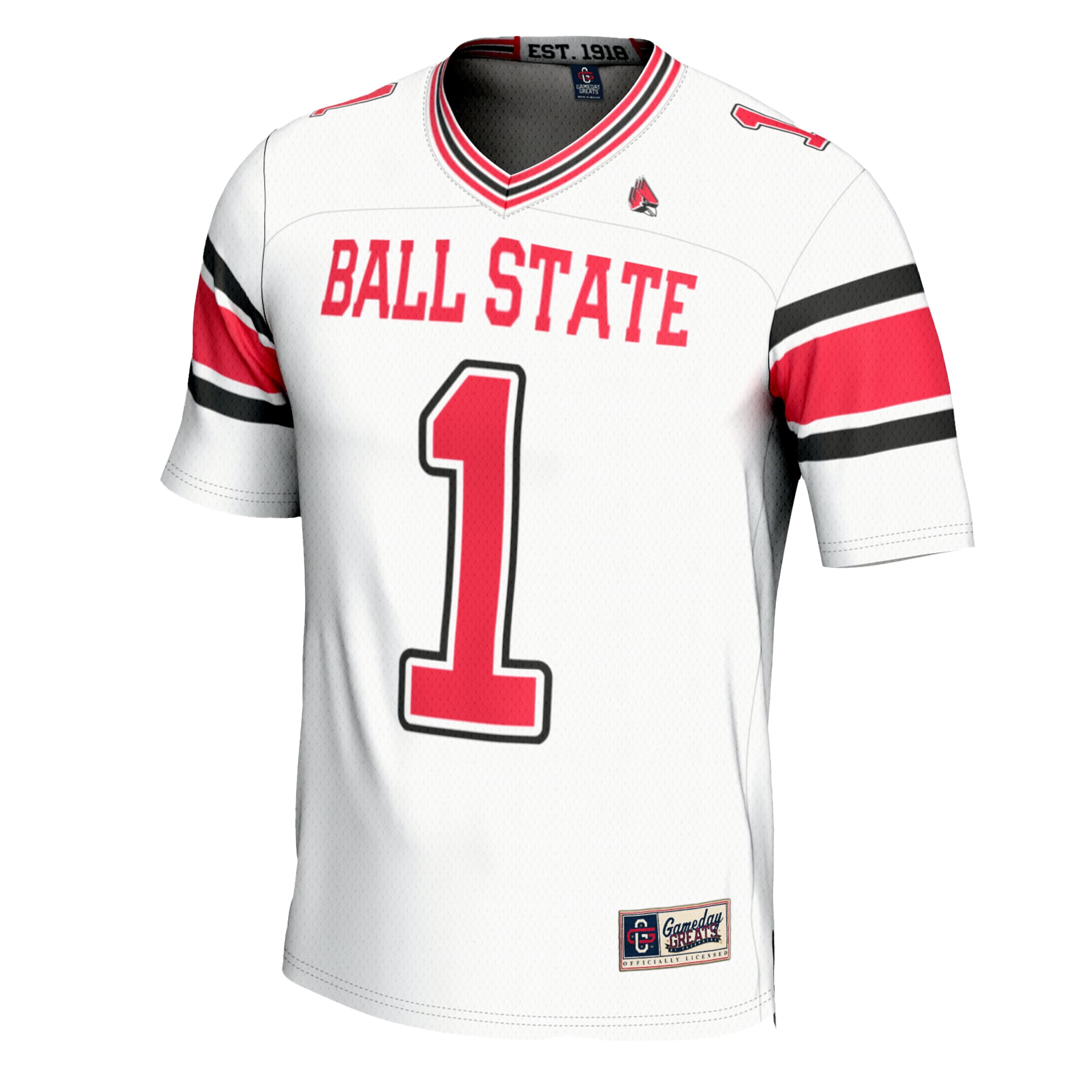 #1 Ball State Cardinals Football Jersey White - front view