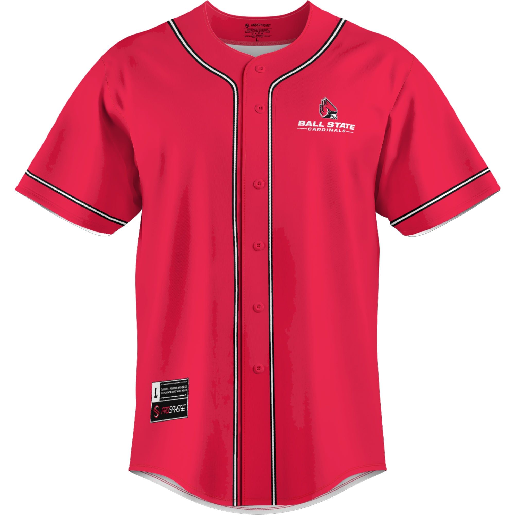 Ball State Cardinals Lightweight Baseball Jersey Cardinal - front view