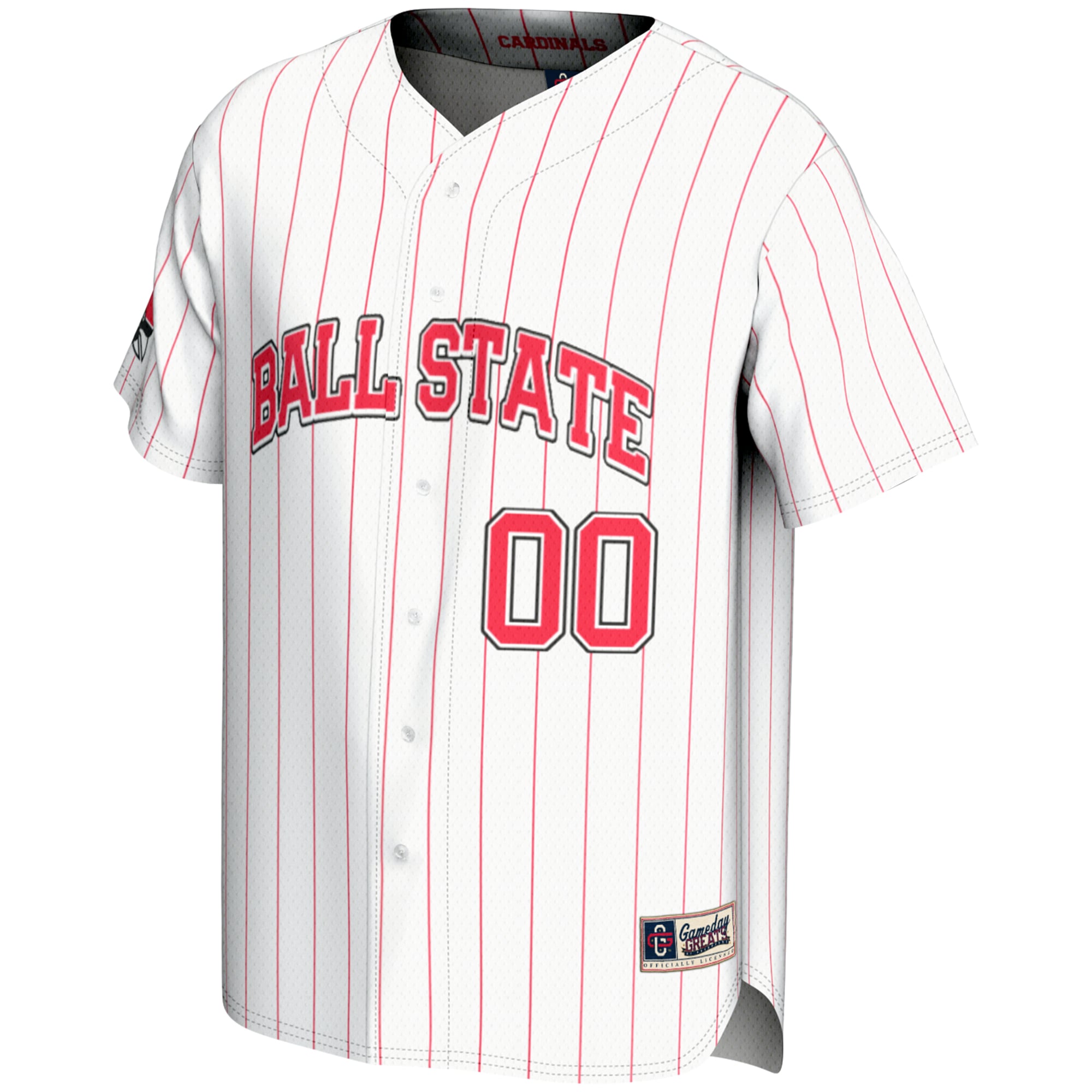 Ball State Cardinals Lightweight Baseball Jersey White - front view