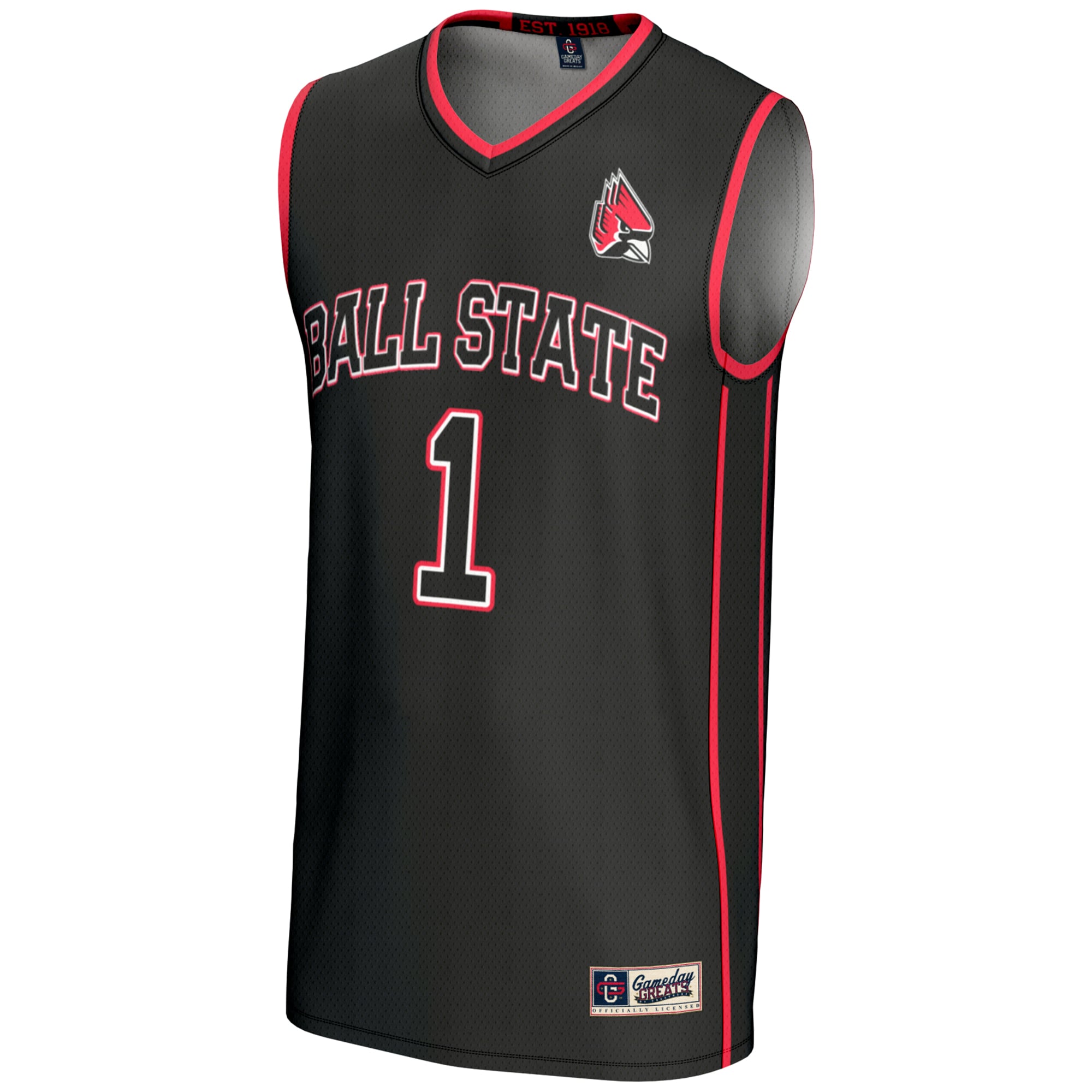 #70 Ball State Cardinals Unisex Lightweight Basketball Jersey Black - front view
