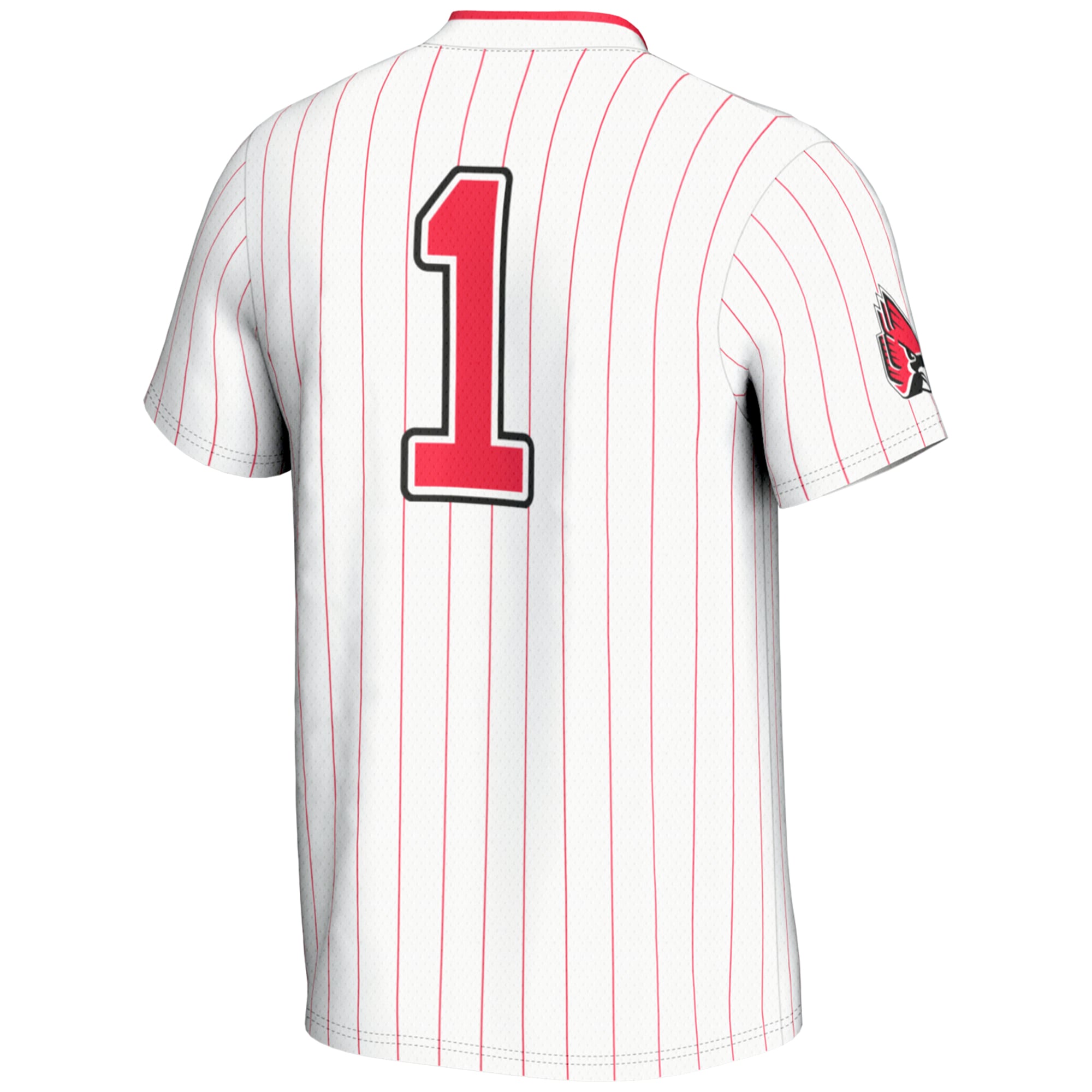 #1 Ball State Cardinals Youth Lightweight Softball Jersey White - back view