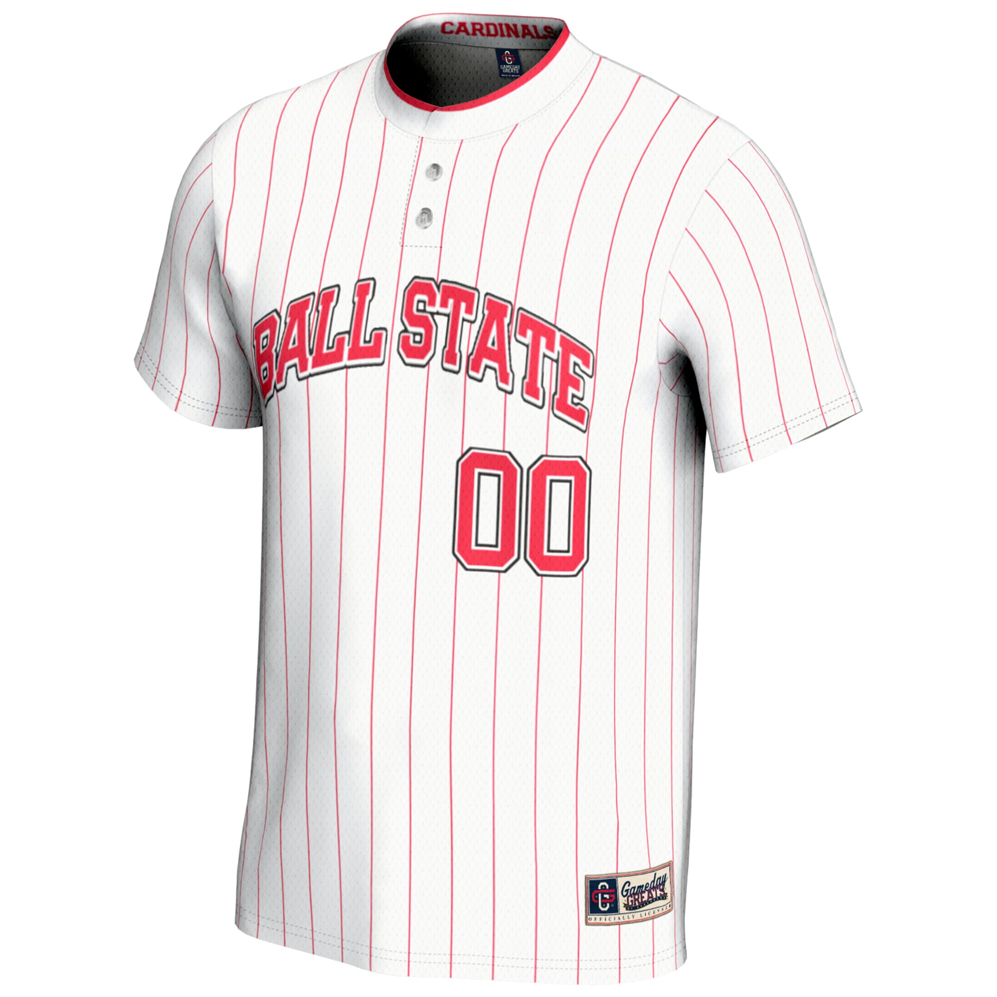 Ball State Cardinals Youth Lightweight Softball Jersey White - front view