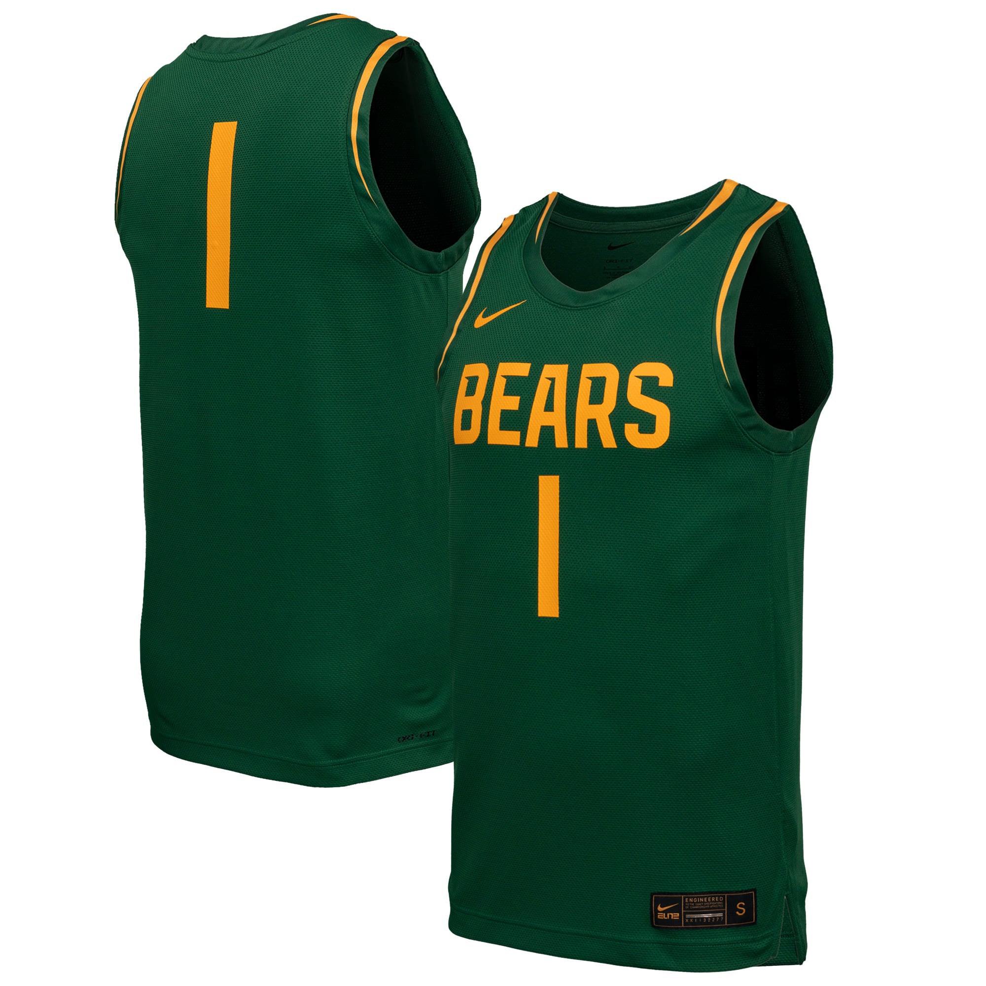 Baylor Bears Basketball Jersey Green - front and back view
