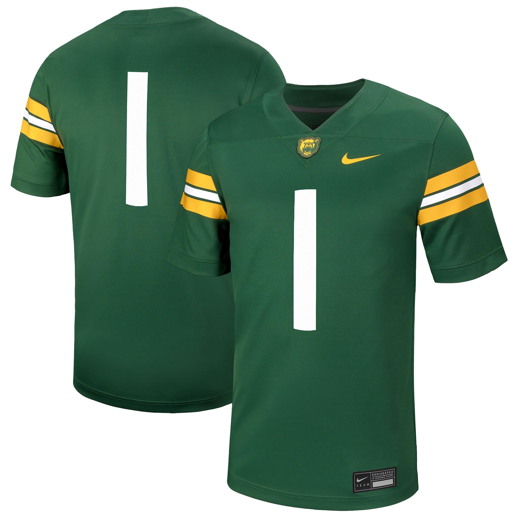 #1 Baylor Bears Football Jersey Green - front and back view