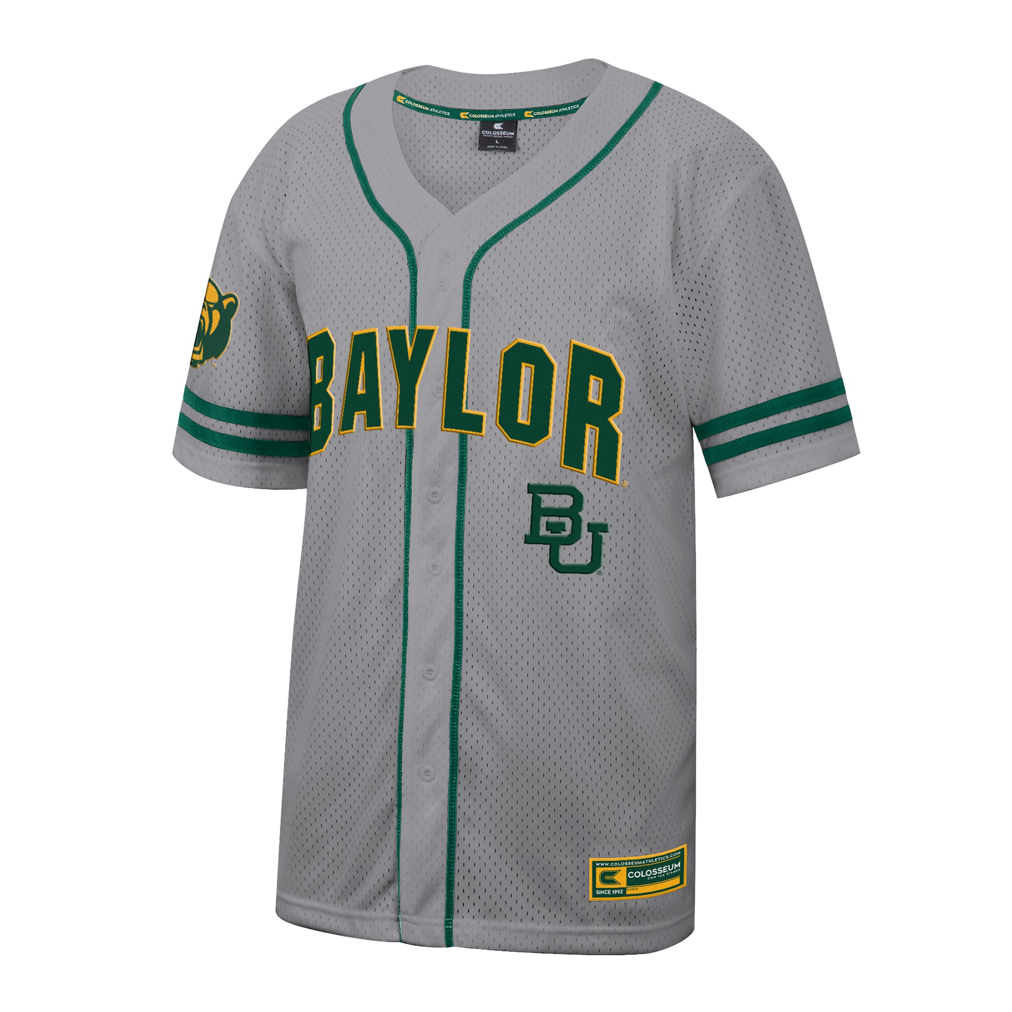 Baylor Bears Free Spirited Baseball Jersey Gray - front view