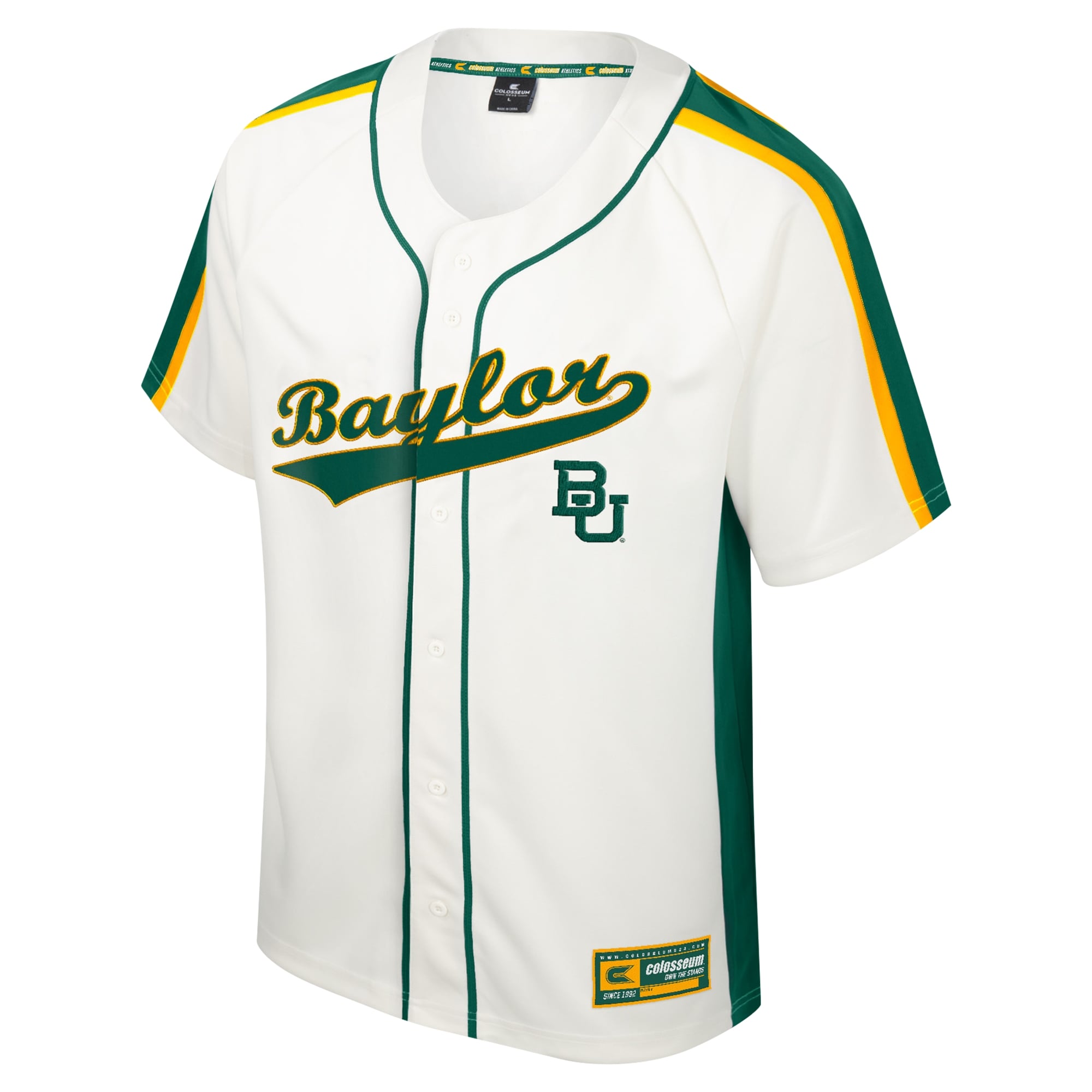 Baylor Bears Ruth Button-Up Baseball Jersey Cream - front view