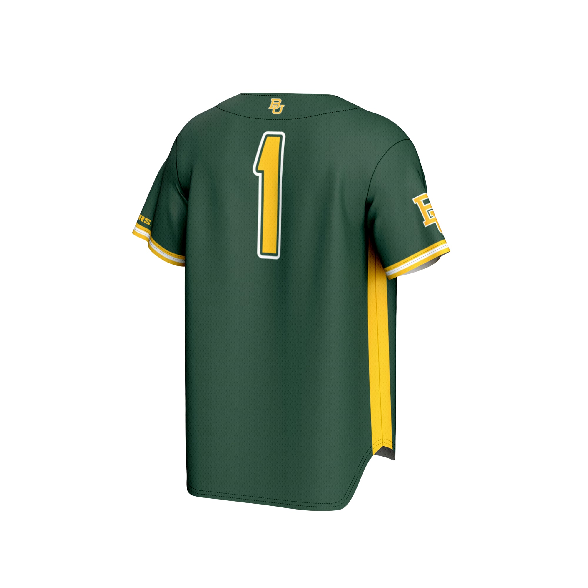 #1 Baylor Bears Unisex Lightweight Baseball Fashion Jersey Green - back view