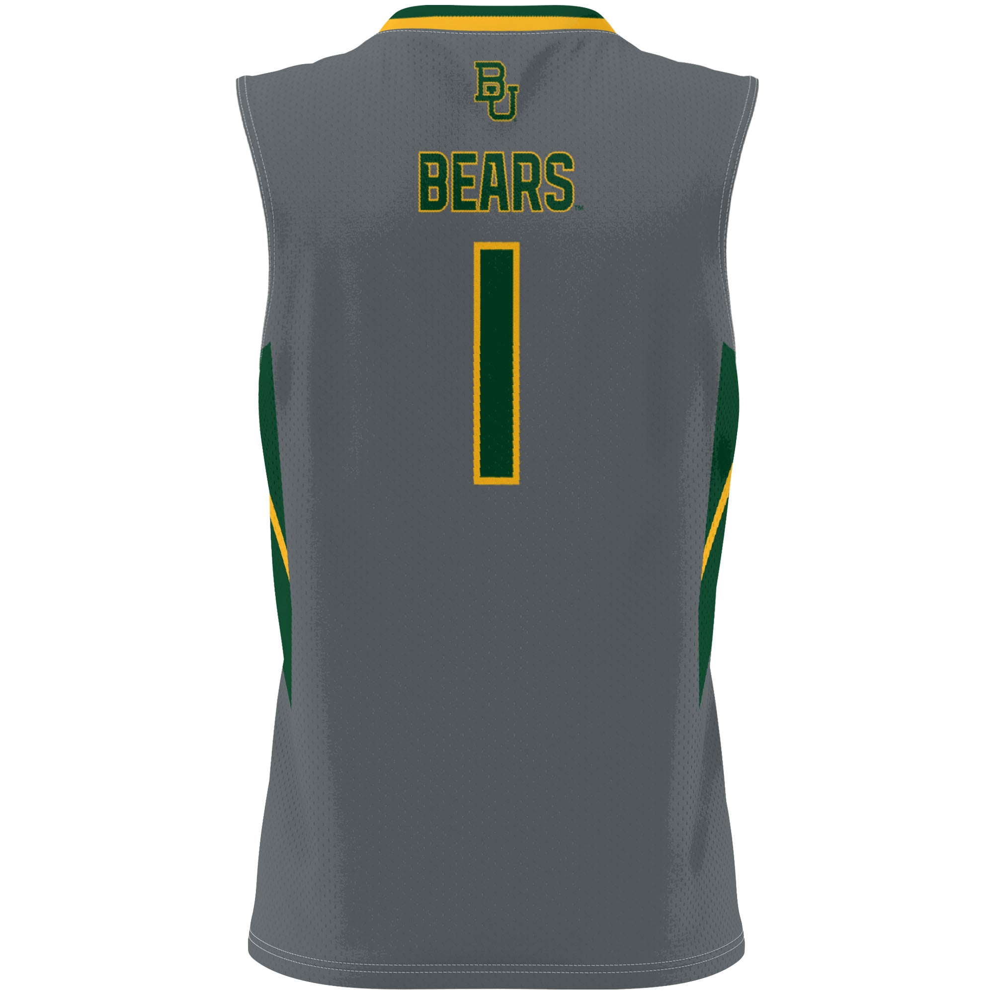 #1 Baylor Bears Unisex Lightweight Basketball Jersey Gray - back view
