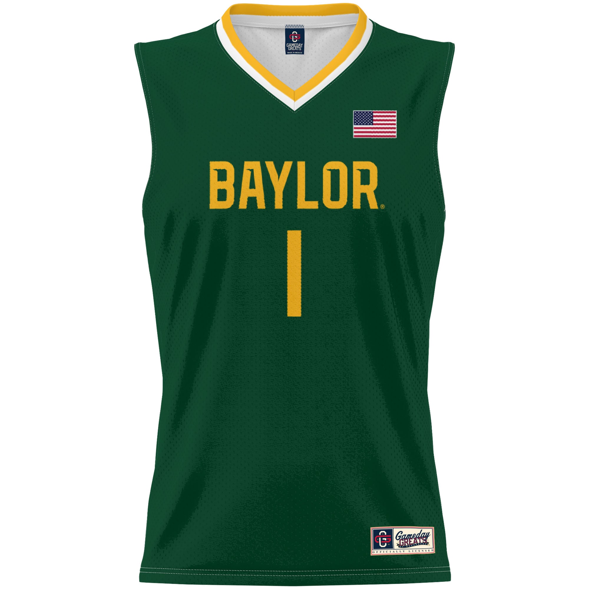 #1 Baylor Bears Youth Lightweight Basketball Jersey Green - front view