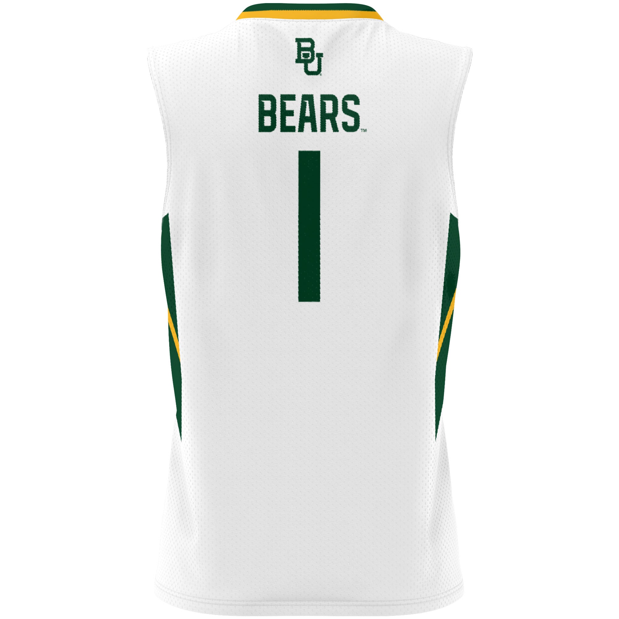 #1 Baylor Bears Unisex Lightweight Basketball Jersey White - back view