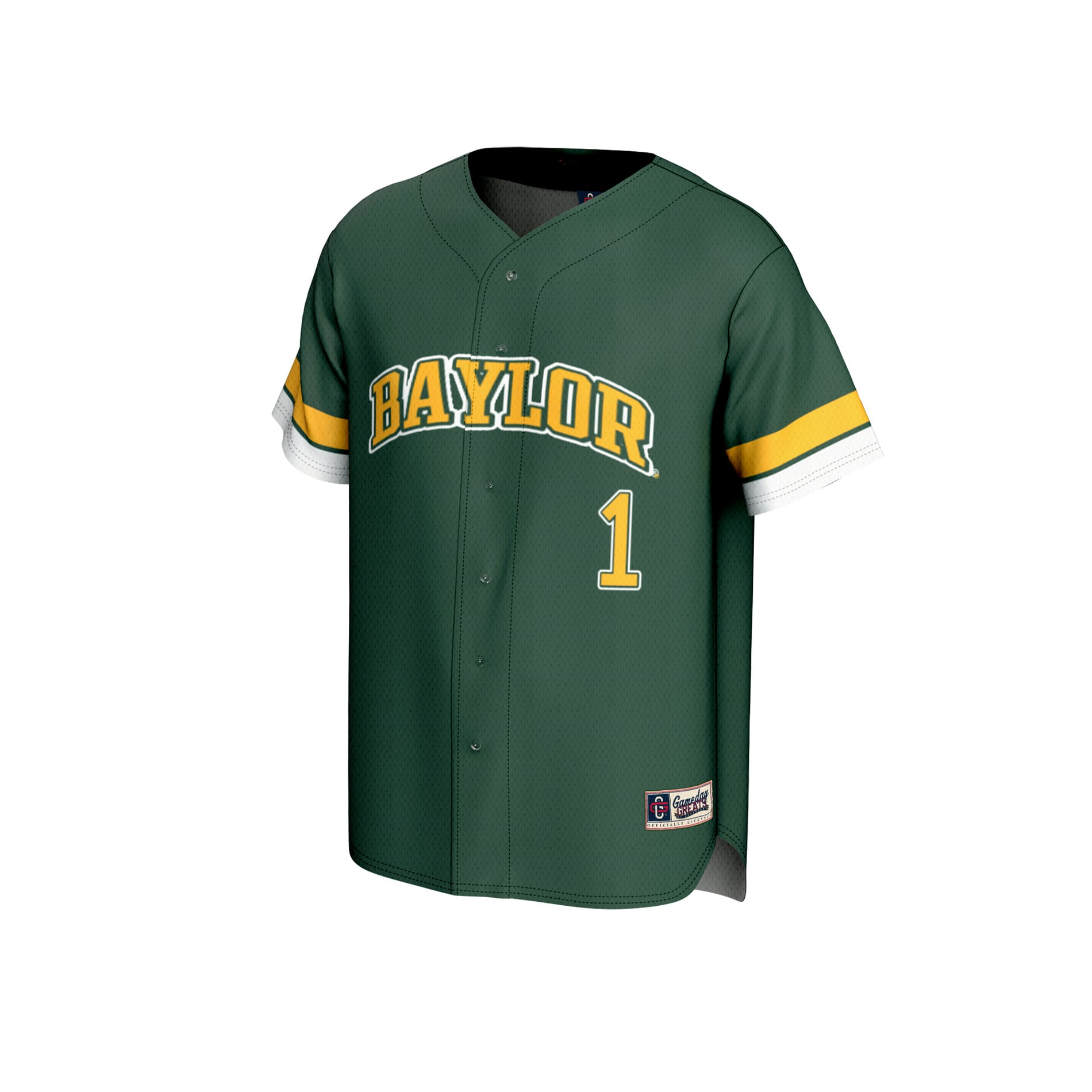 #1 Baylor Bears Unisex Lightweight Collegiate Baseball Fashion Jersey Green - front view
