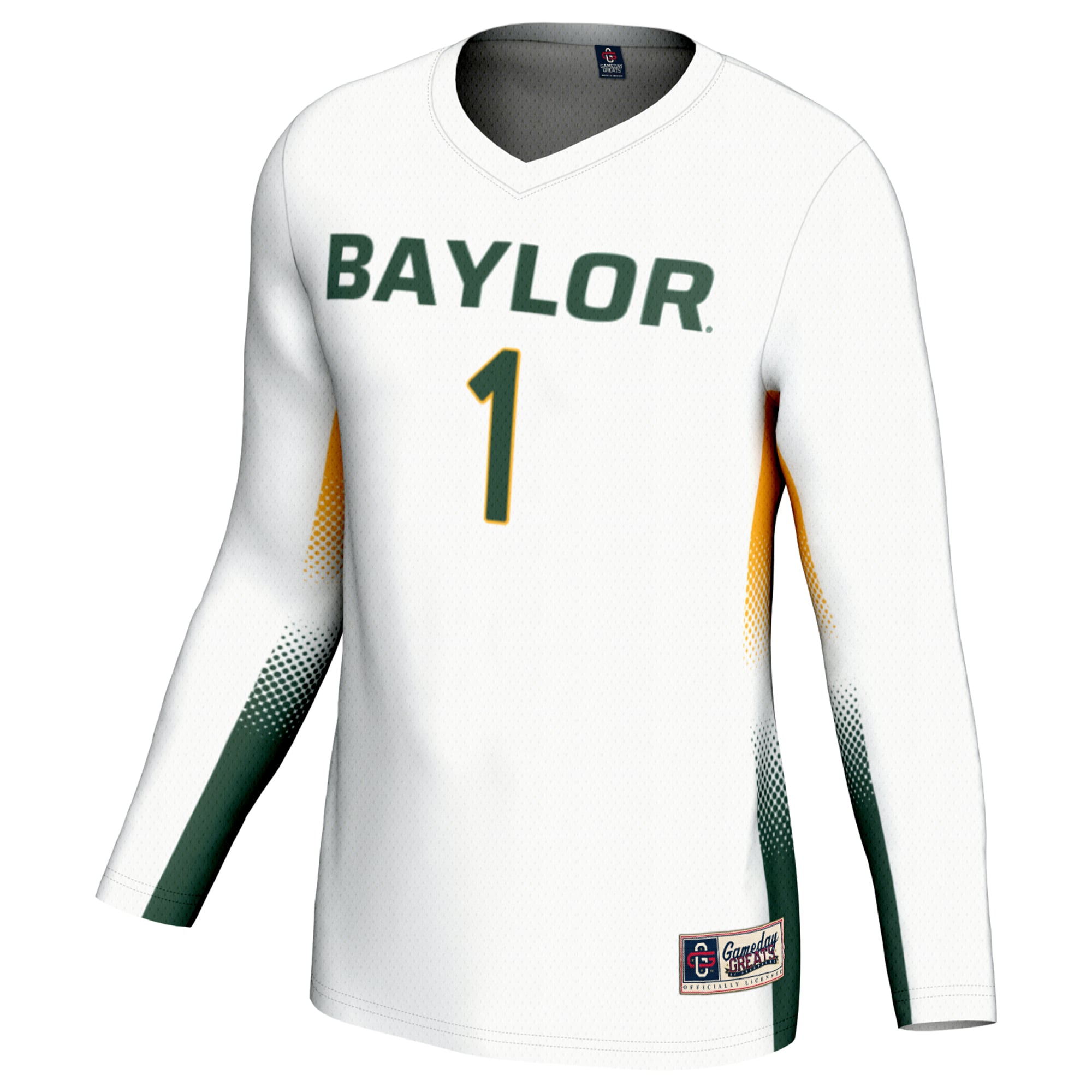 #1 Baylor Bears Unisex Lightweight Volleyball Jersey White - front view