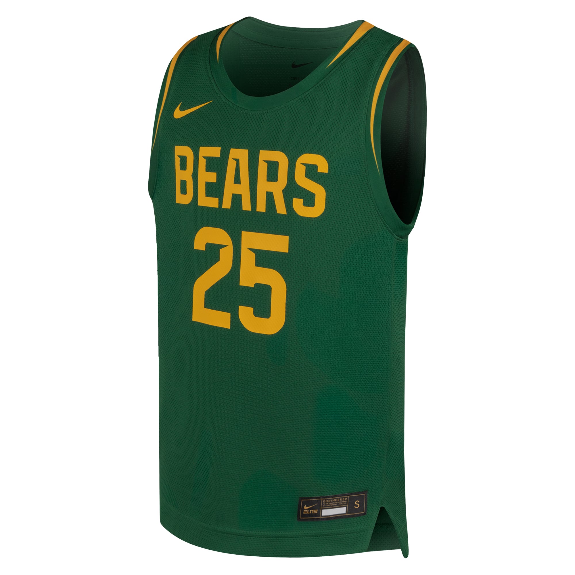 #25 Baylor Bears Youth Basketball Jersey Forest Green - front view