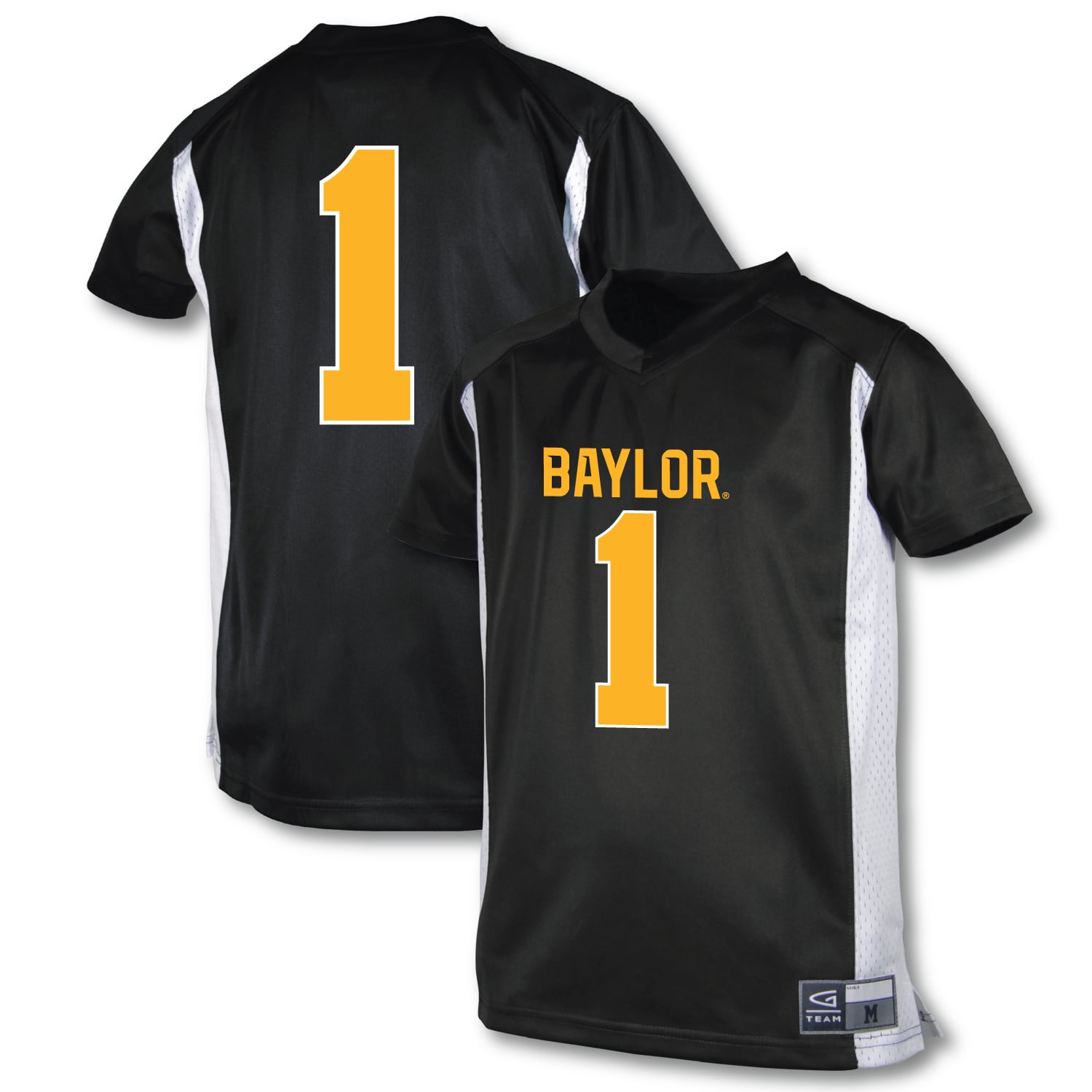 #1 Baylor Bears Youth Football Jersey Black - front and back view