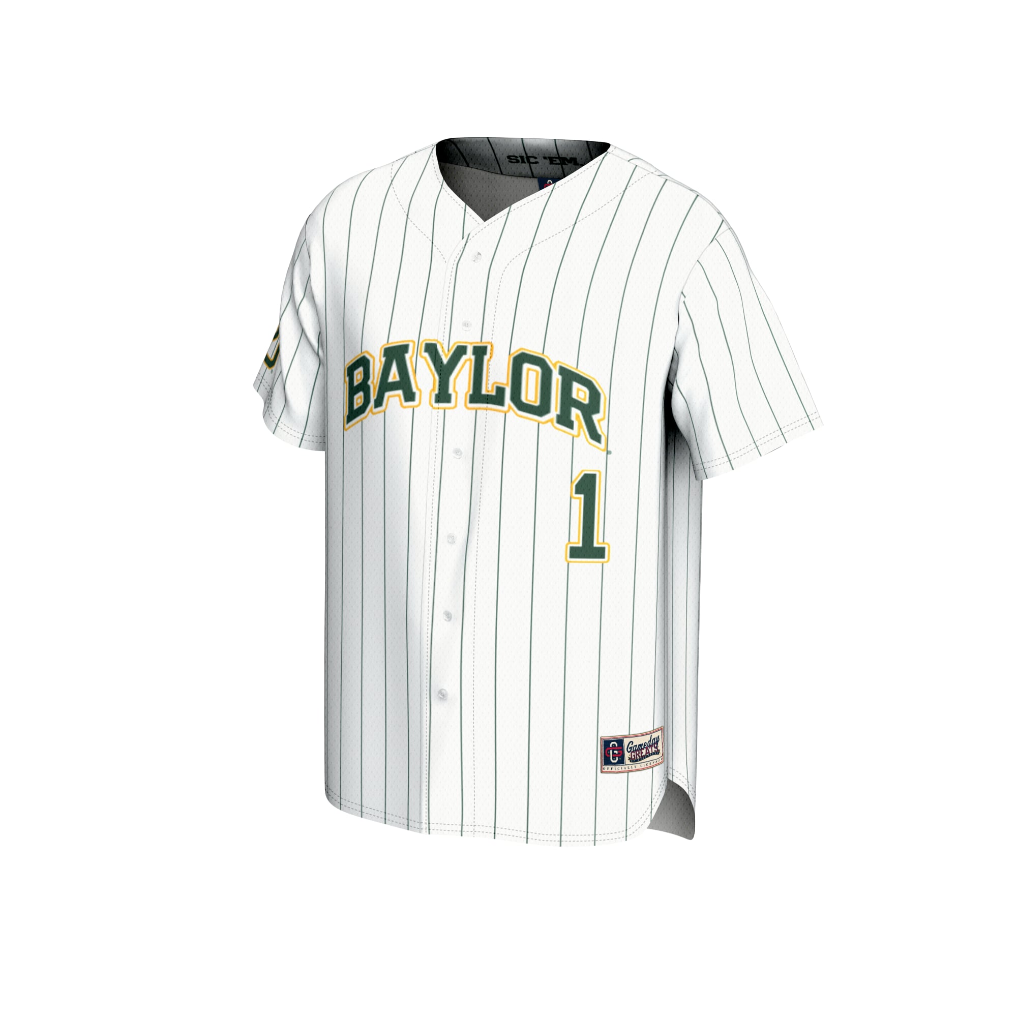 #1 Baylor Bears Youth Lightweight Baseball Fashion Jersey White - front view