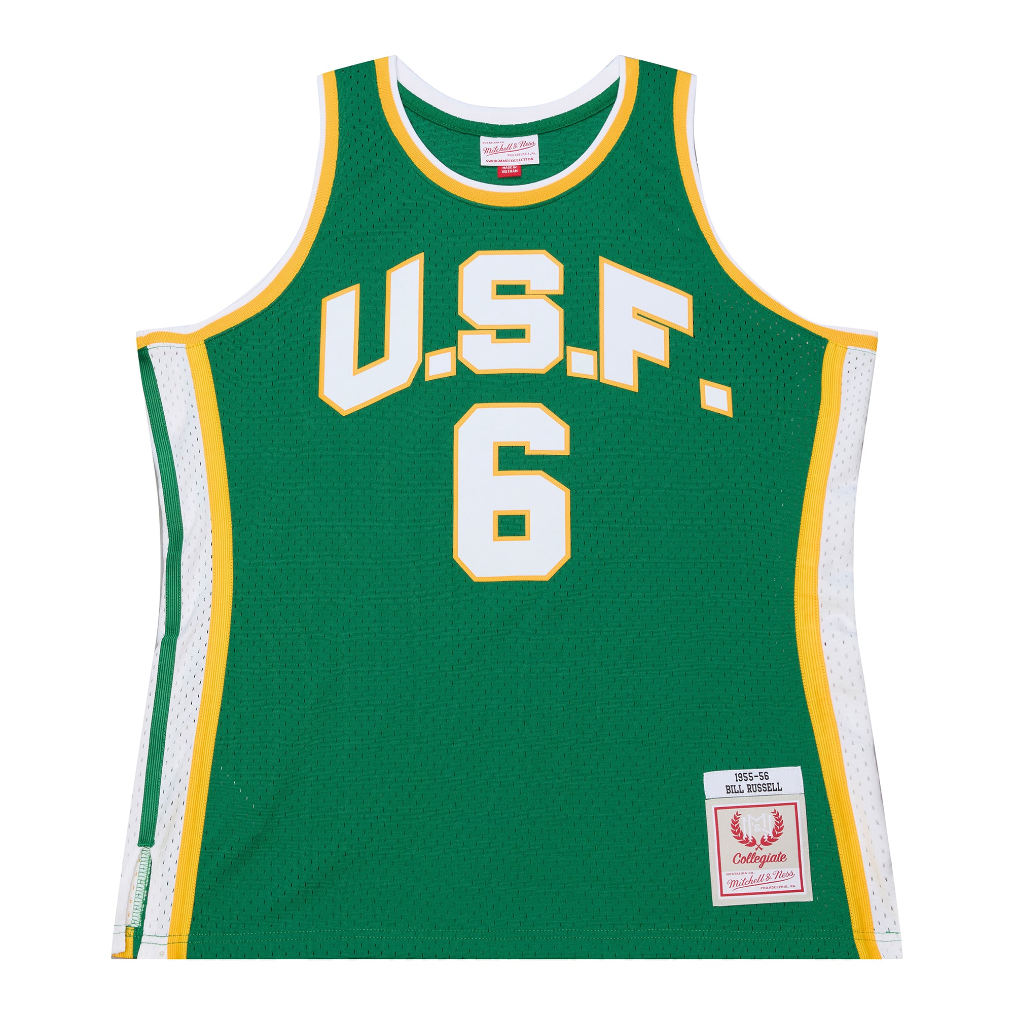 Bill Russell San Francisco Dons 1955/56 Jersey Green - front and back view