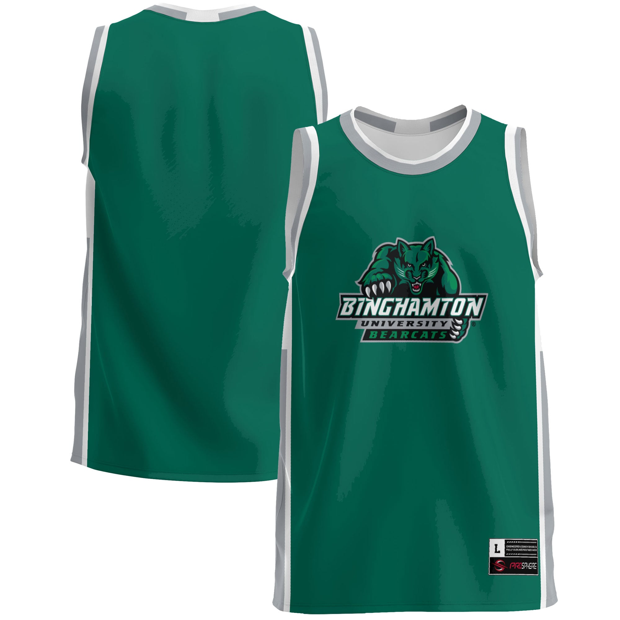 Binghamton Bearcats Lightweight Basketball Jersey Green - front and back view