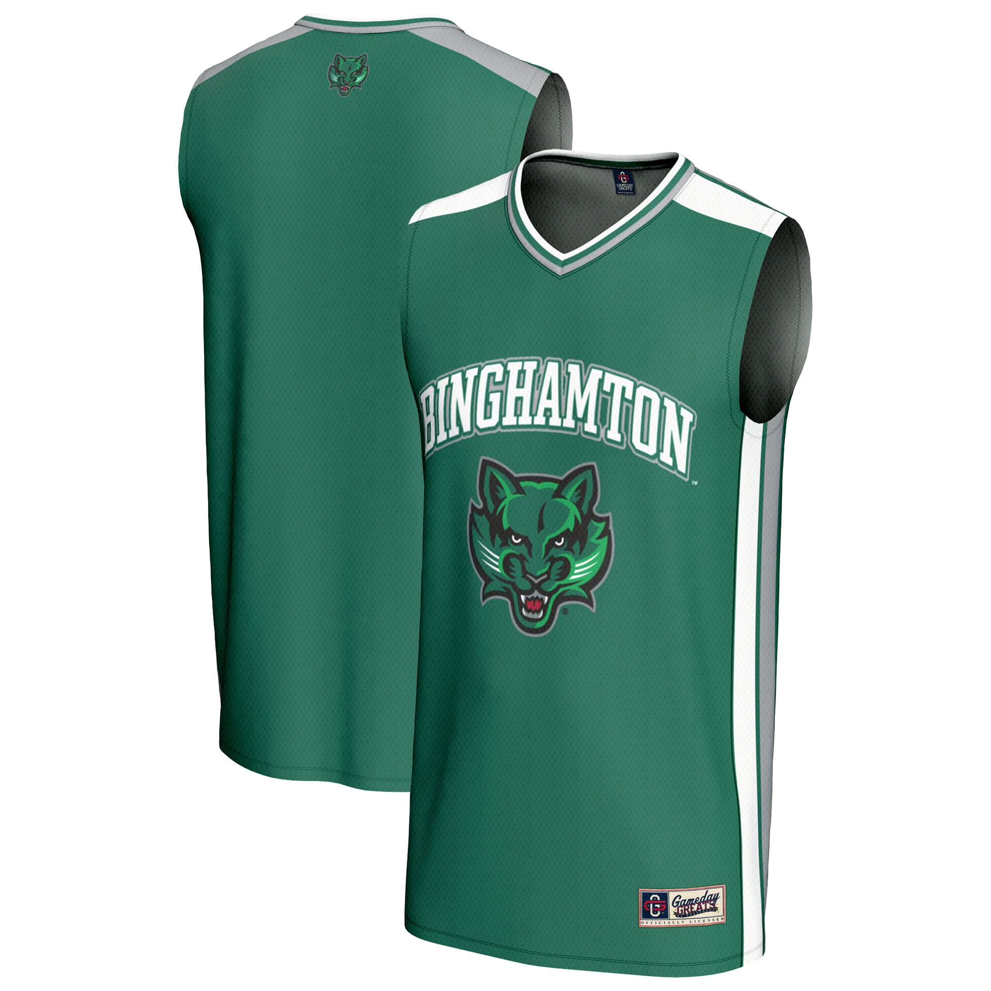 Binghamton Bearcats Spirit Basketball Jersey Green - front and back view