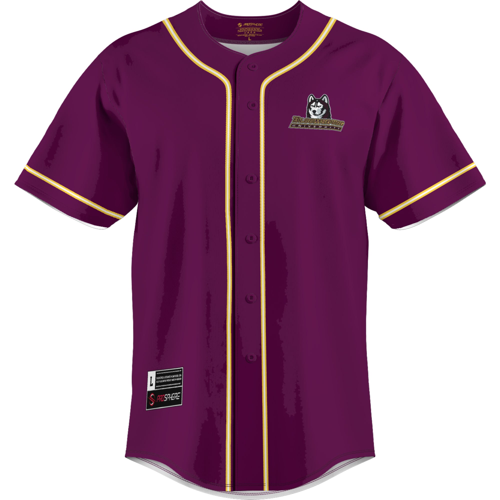 Bloomsburg Huskies Lightweight Baseball Jersey Maroon - front view