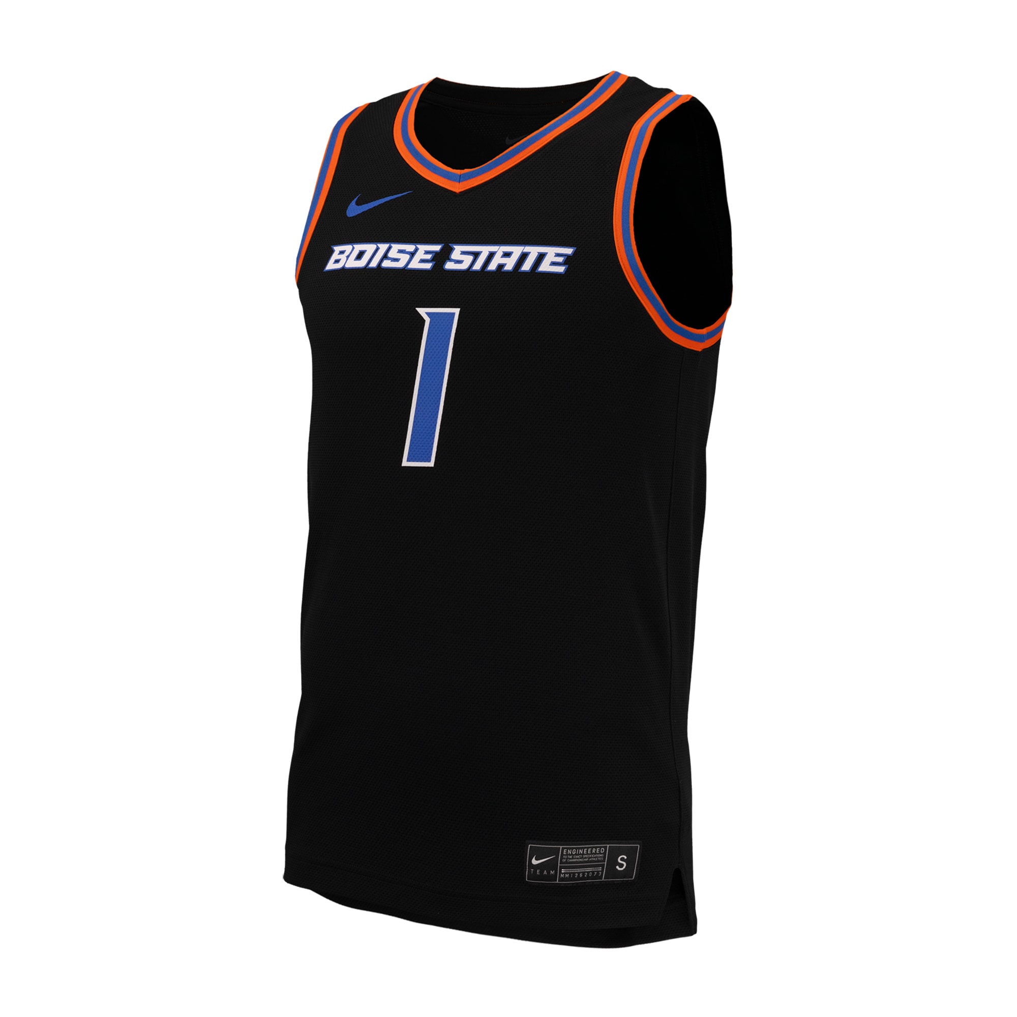 #1 Boise State Broncos Basketball Jersey Black - front view