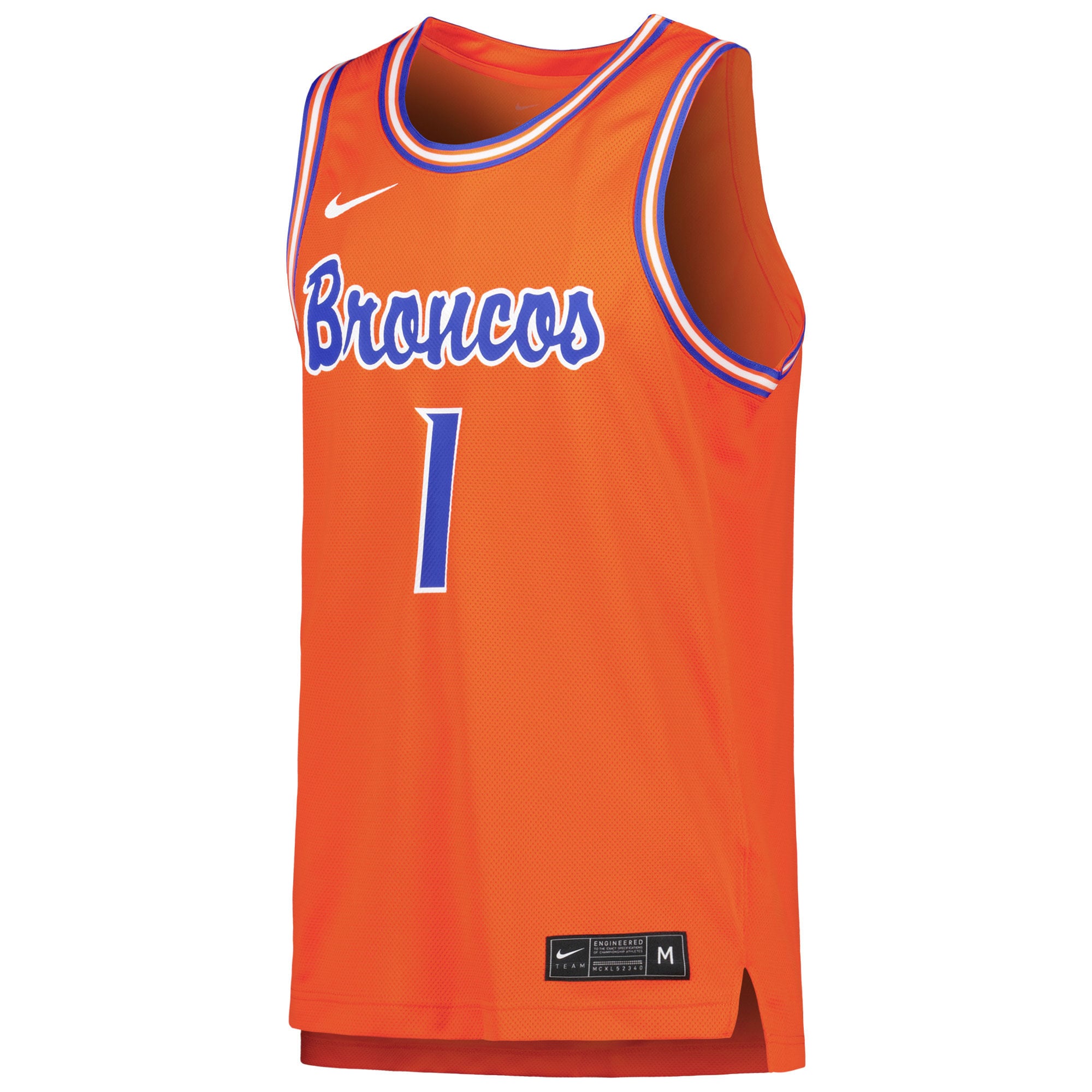 #1 Boise State Broncos Basketball Jersey Orange - front view