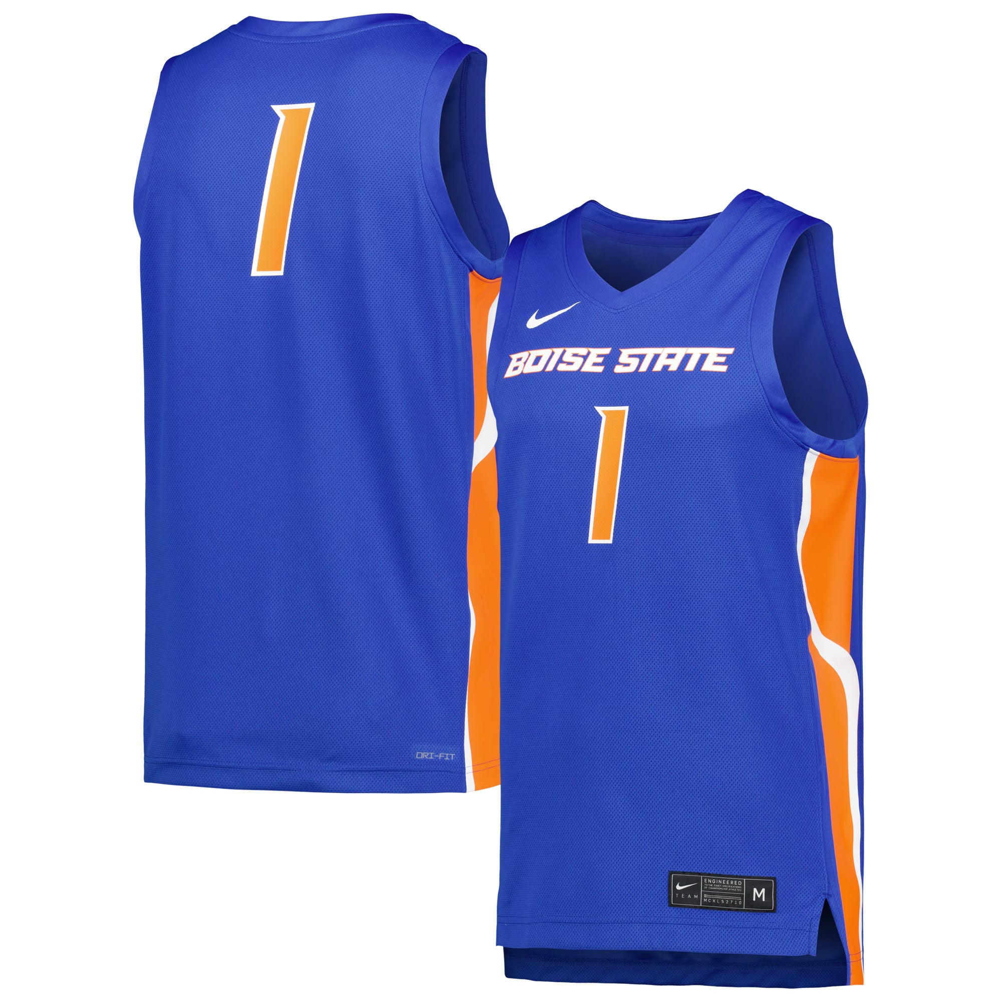 Boise State Broncos Basketball Jersey Royal - front and back view