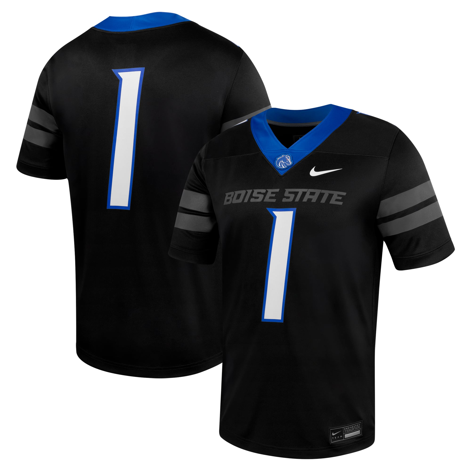 #1 Boise State Broncos Football Jersey Black - front and back view