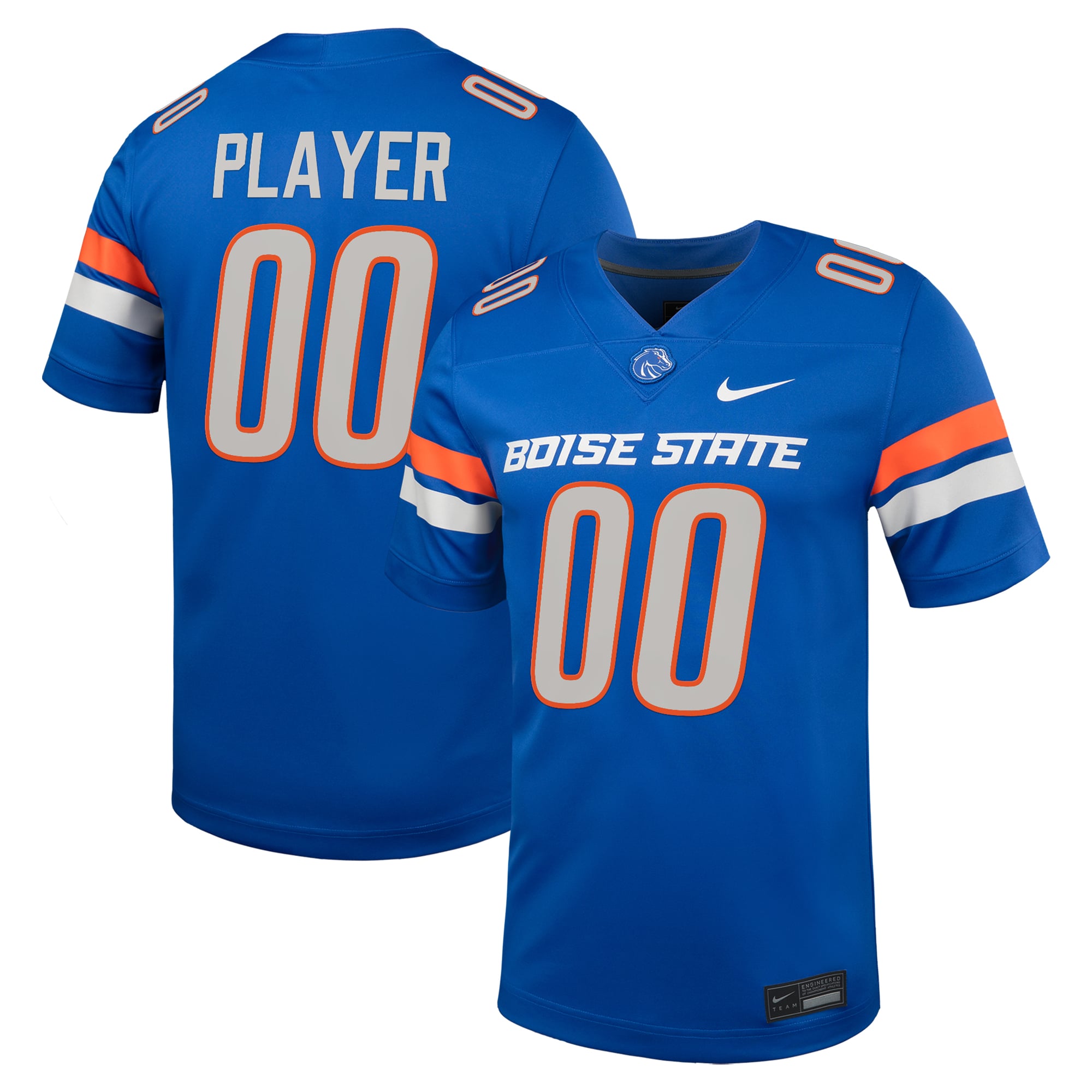 Boise State Broncos Football Jersey Royal - front and back view