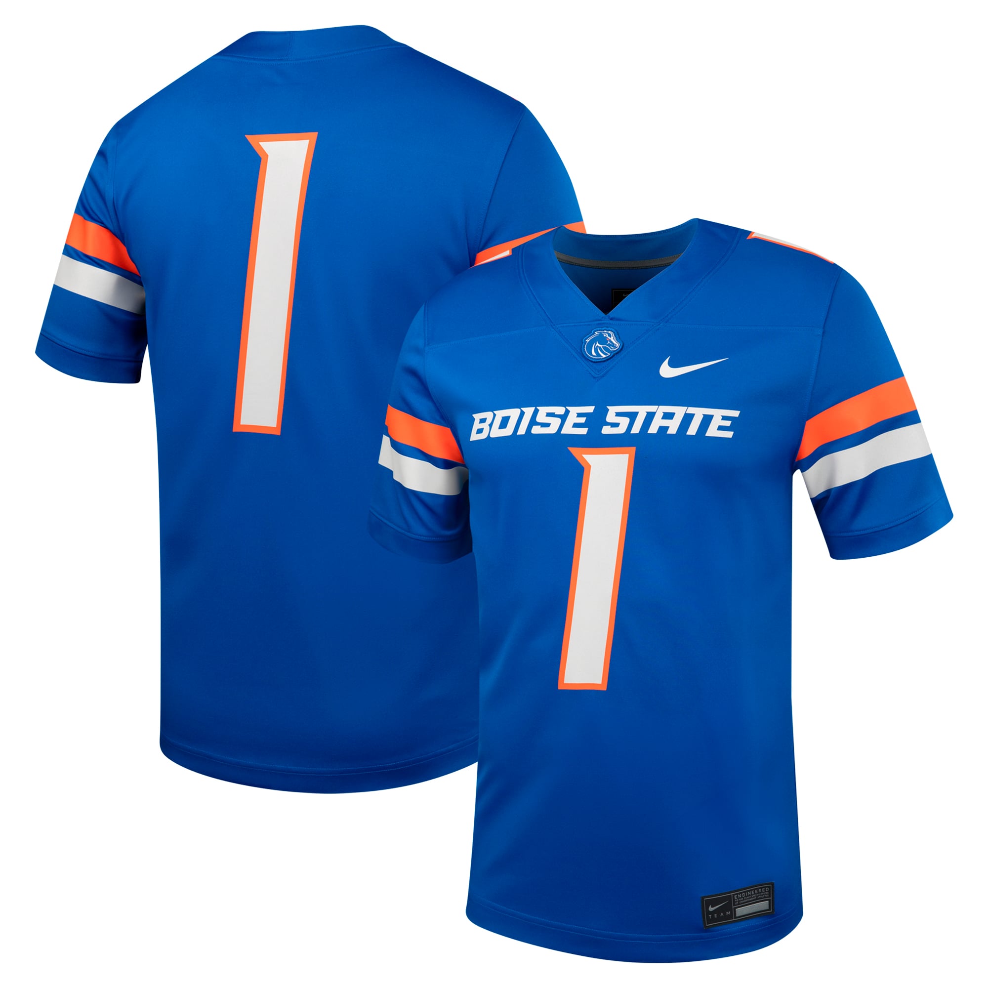 #1 Boise State Broncos Football Jersey Royal - front and back view
