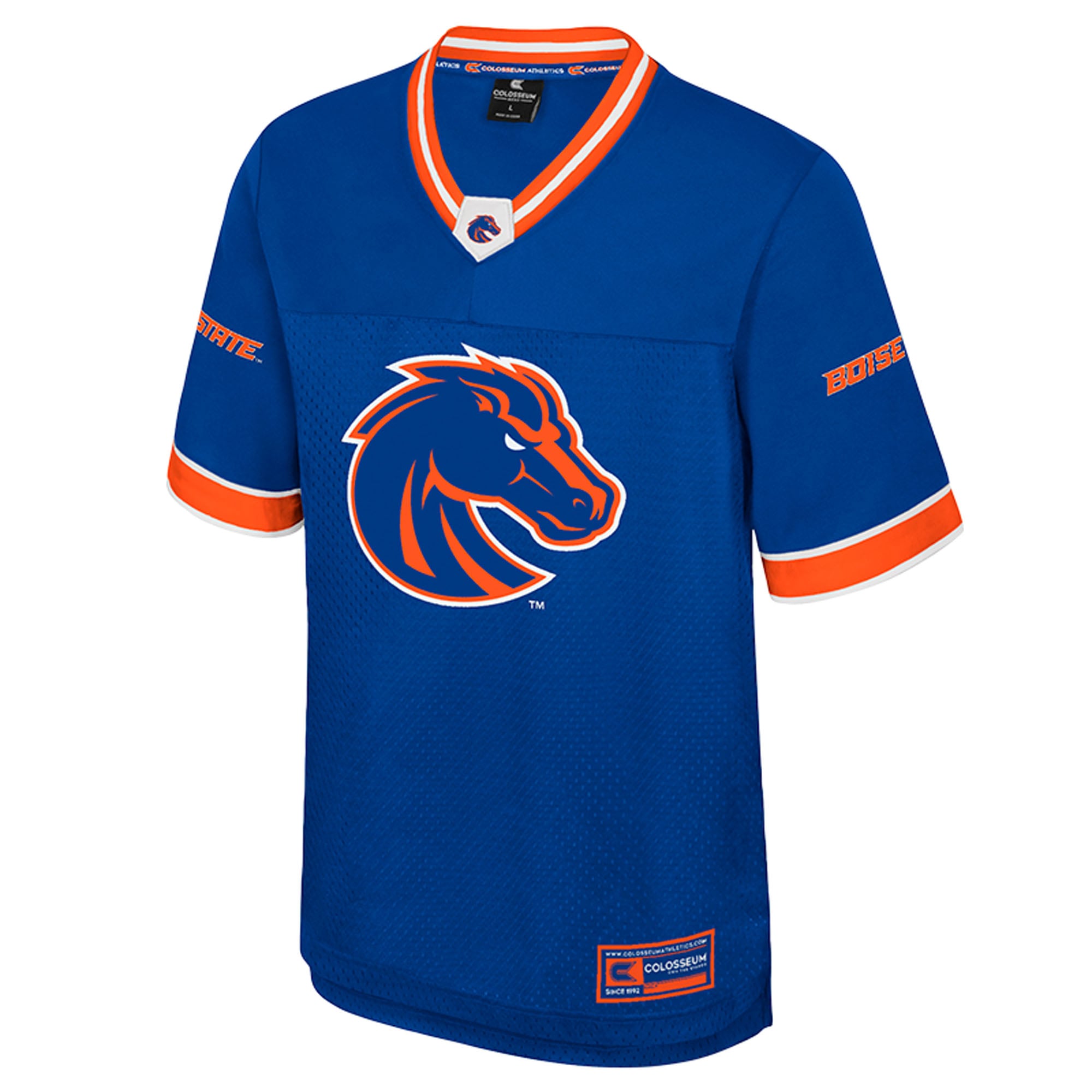Boise State Broncos Nothing But The Hits Football Jersey Royal - front view